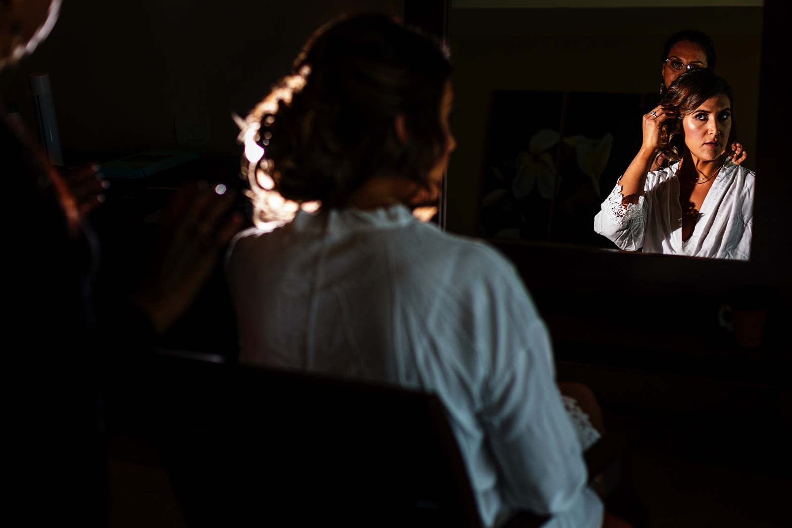 Bride getting her hair-style done