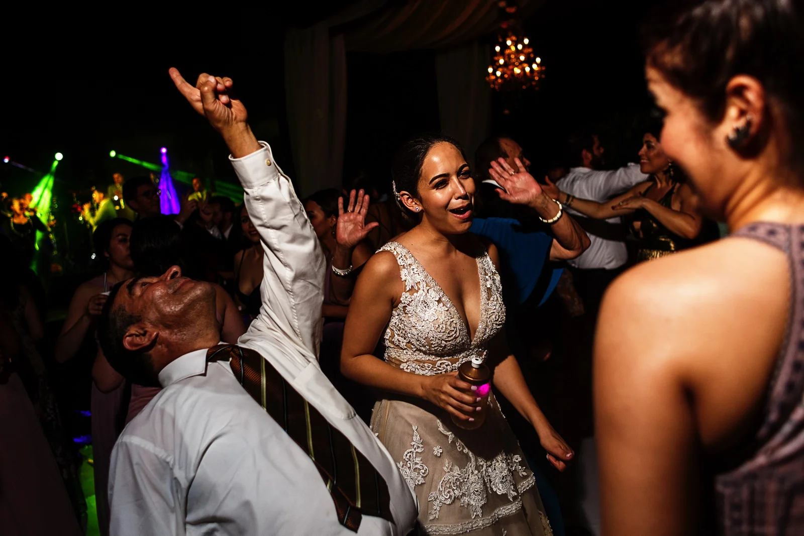 Bride next to a wild dancer