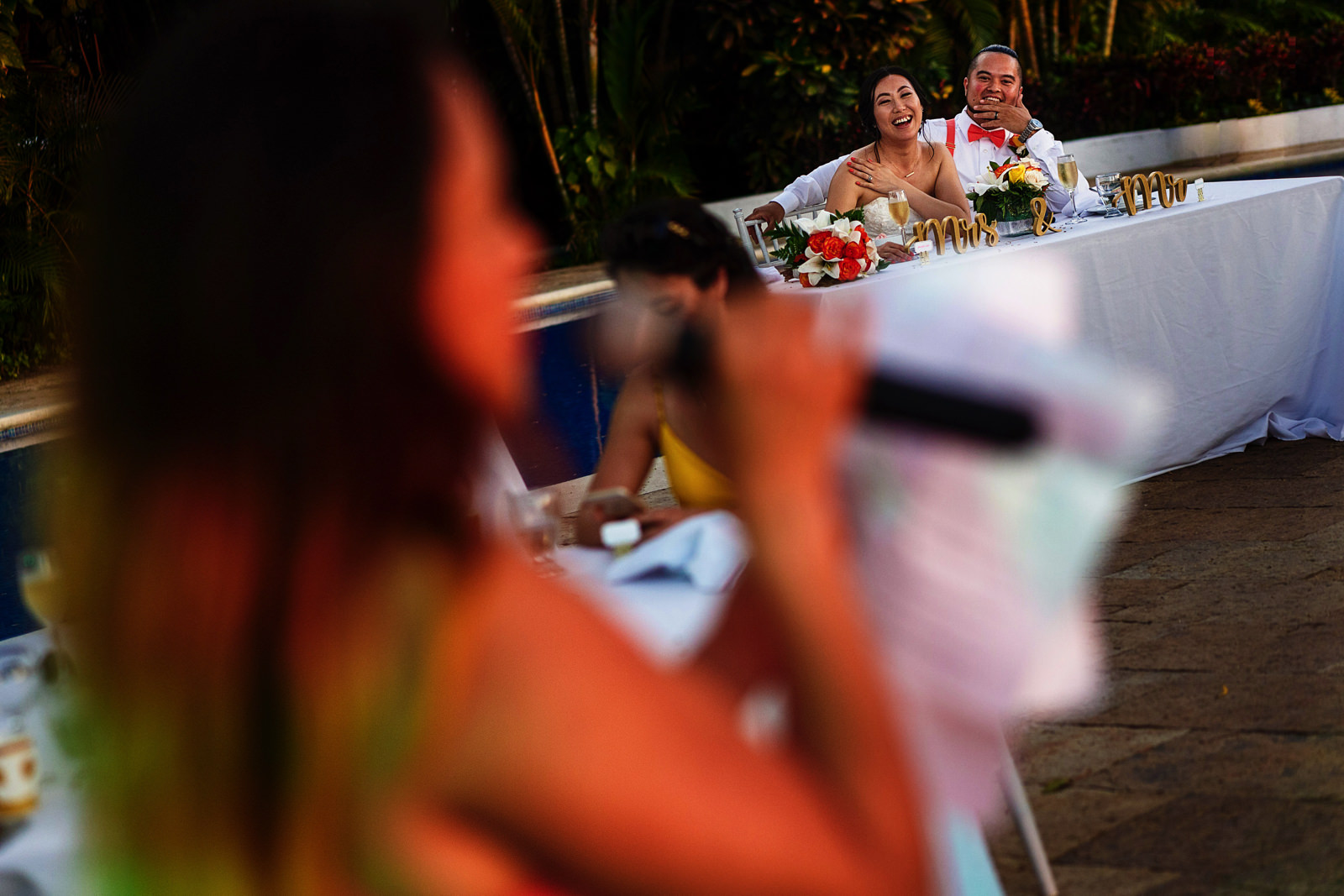 Maid-of-honor speech makes the groom and bride laugh