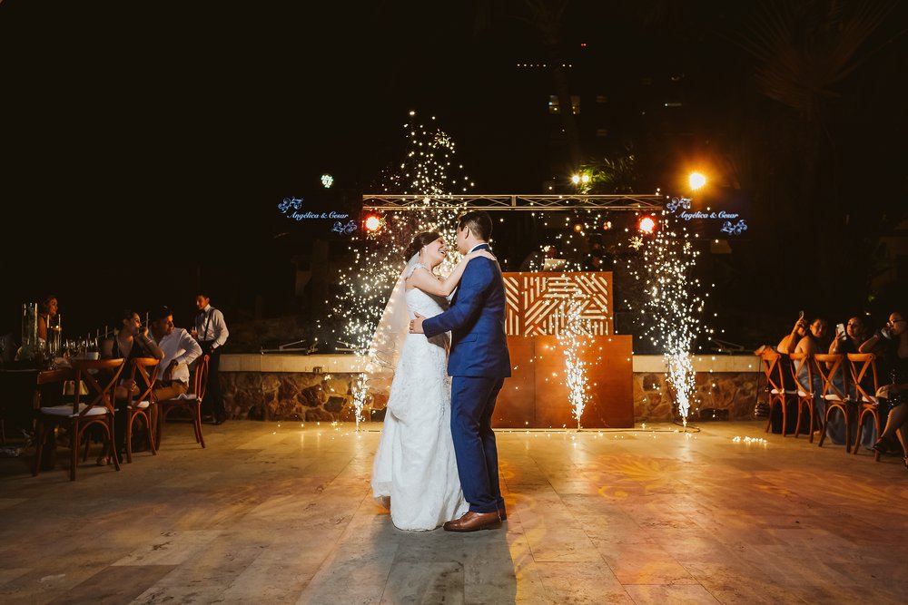 Bride and groom’s first dance at Hotel Canto del Sol in Puerto Vallarta