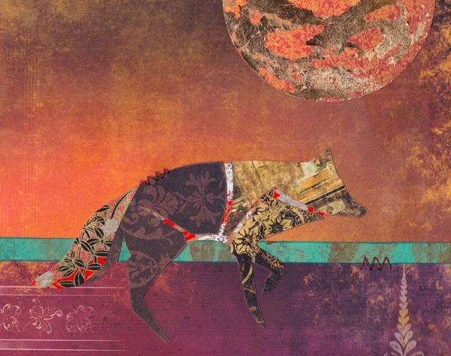 Fox at Sunset - paper collage