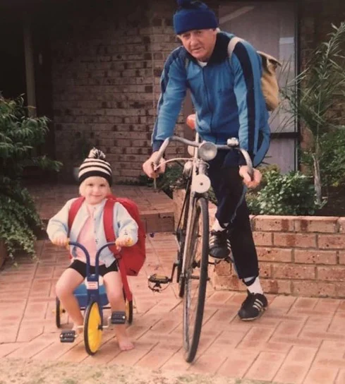 Harold introducing one his grandchildren to the joys of the road