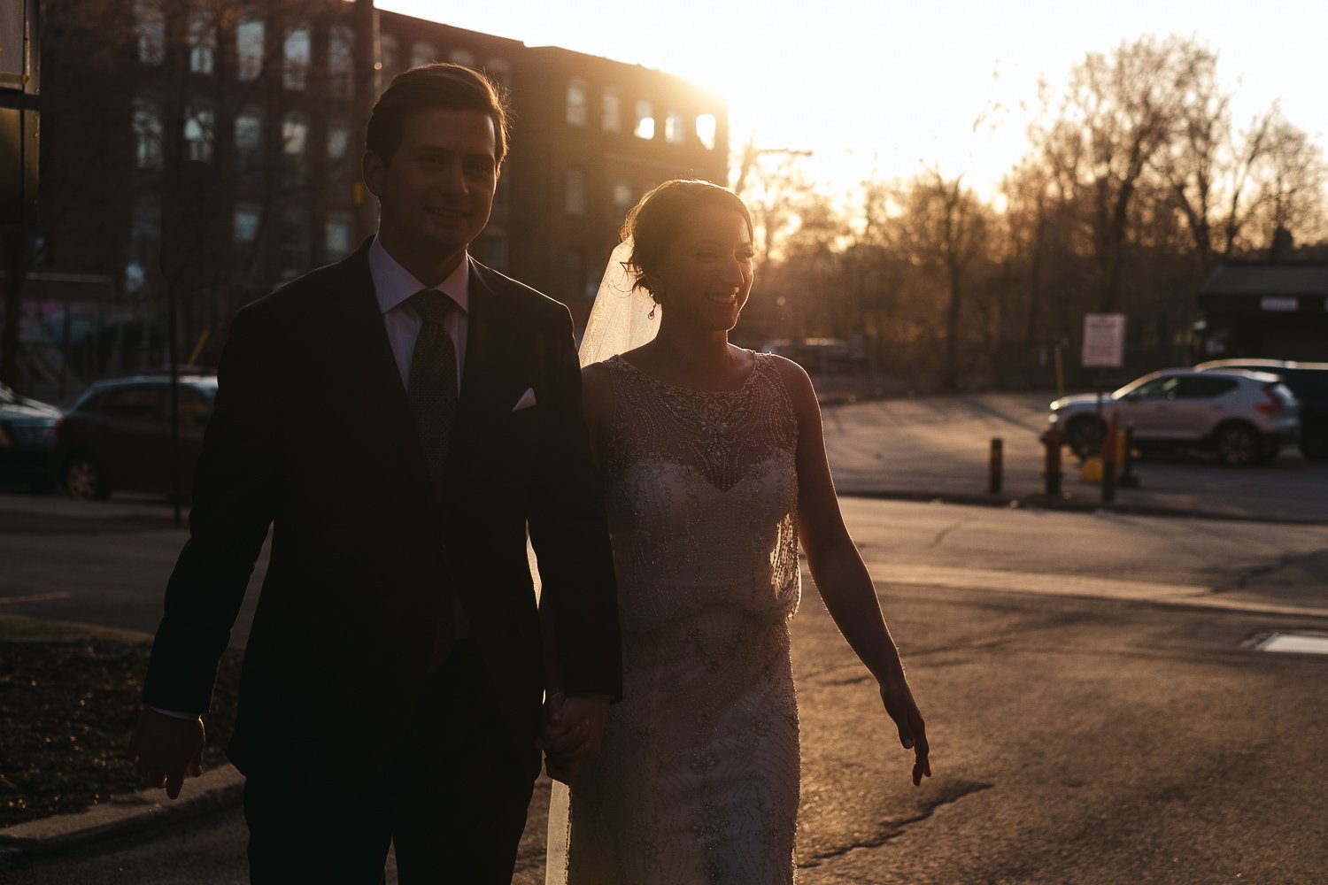 Sunset with bride groom