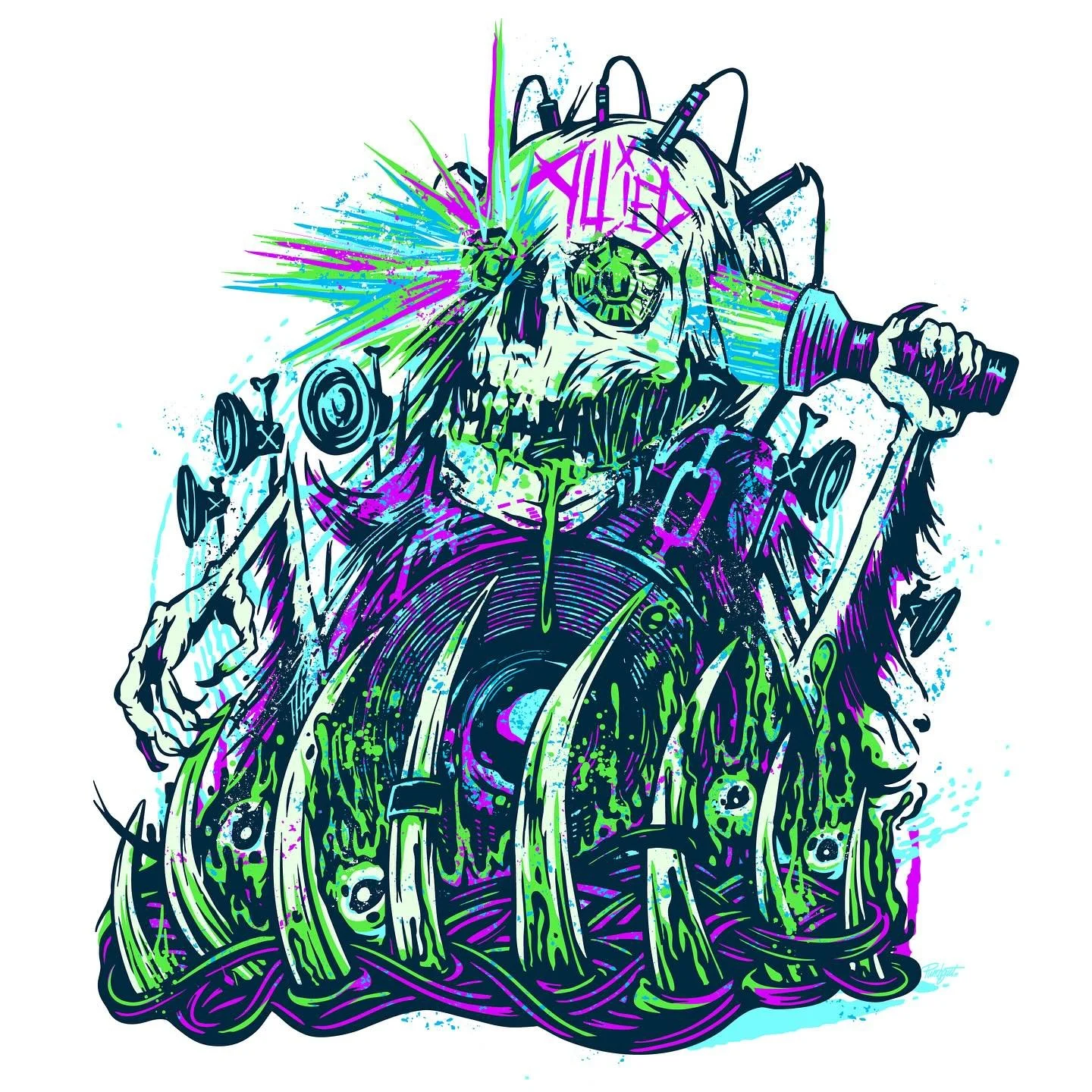 ⚡️illustration for my friends at @alliedproductions 🖤 FULL COLOR and one color print on black- because they know 1 color is GRADE A LEGIT💪🏼