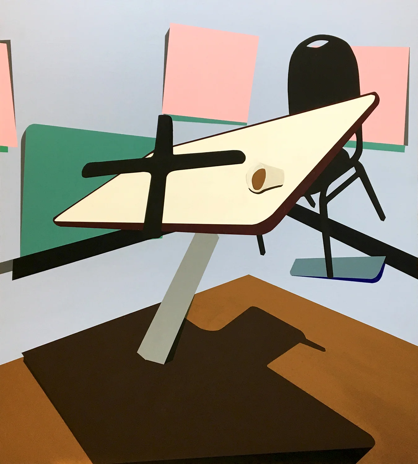 Last Smoker’s Lounge Left in Town , 2018 Flashe on panel, 40” x 36”