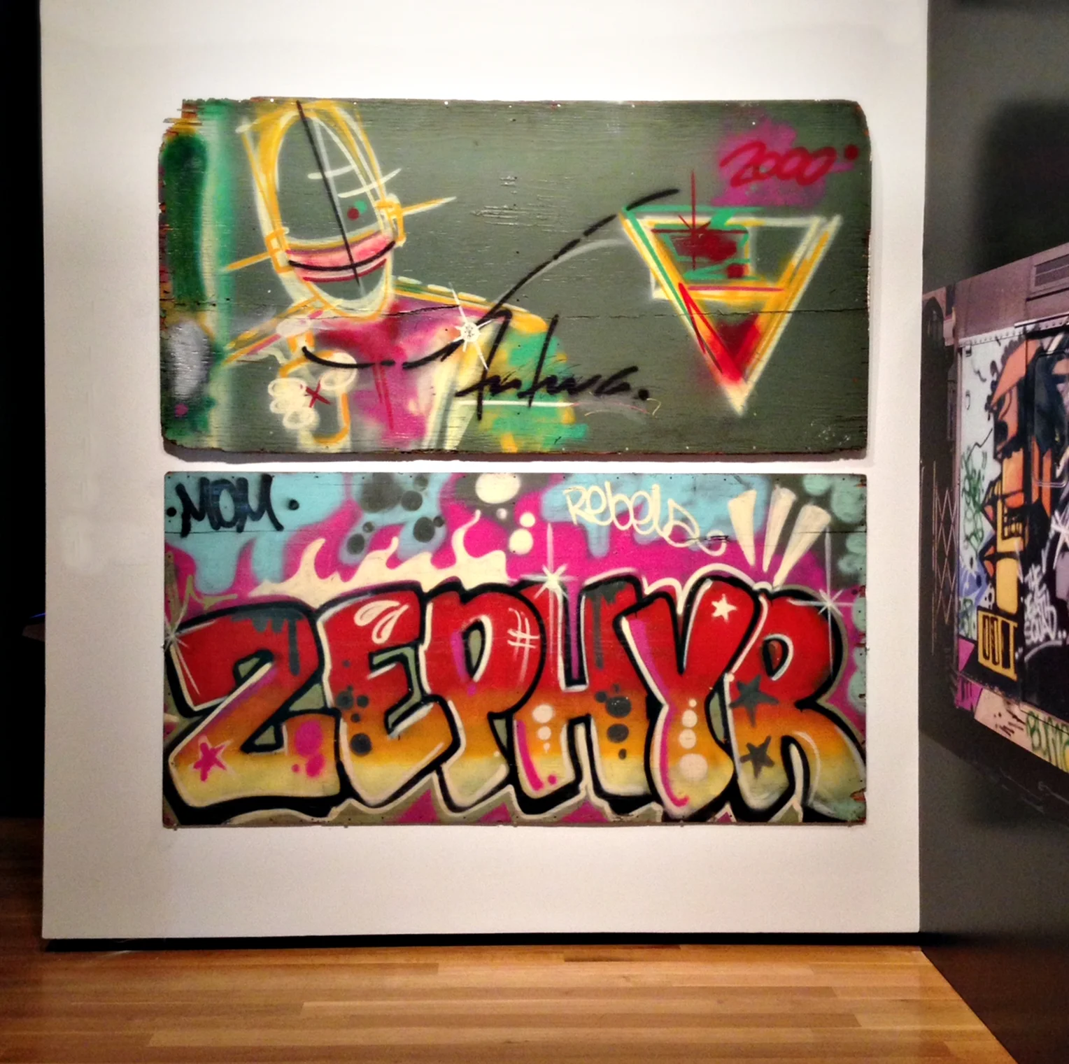 I love the texture on these wood panels. The one on top is by Futura 2000 and the one under is by Zephyr. 