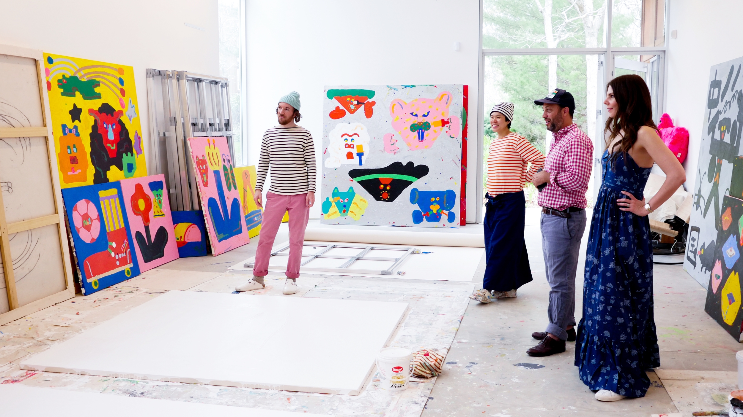 Justin Waldron, Misaki, Eric Firestone and I admire the amazing work that Kawai has created in the East Hampton studio since January
