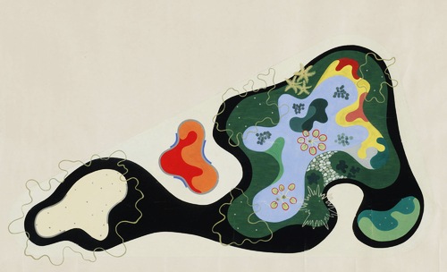 Roberto Burle Marx. Garden Design Saenz Peña Square, Rio de Janeiro, Brazil, Plan, 1948. Gouache on paper
