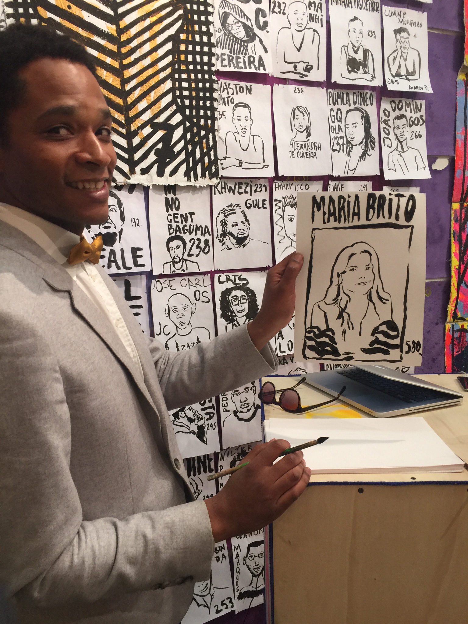 Francisco Vidal with the sketch he did of me.