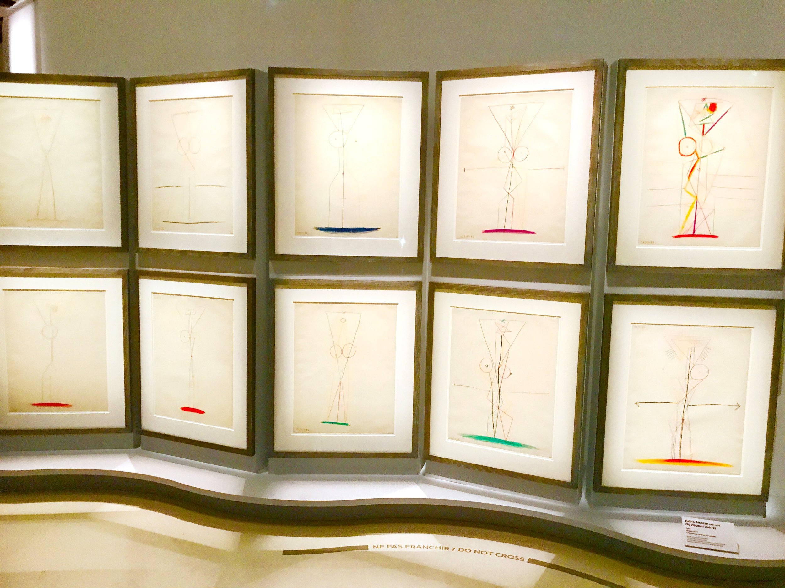 Pablo Picasso's Nu Debout drawing series from 1946.