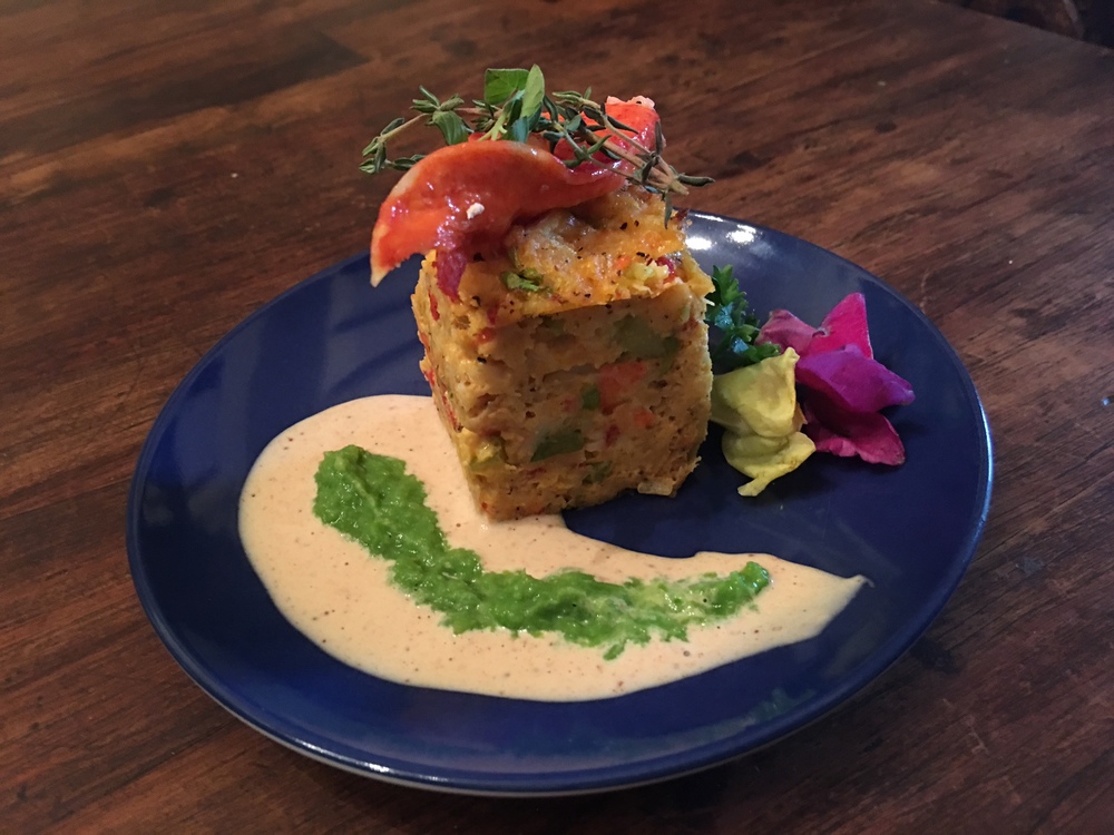 Square lobster cake with Chefs Nü sauce