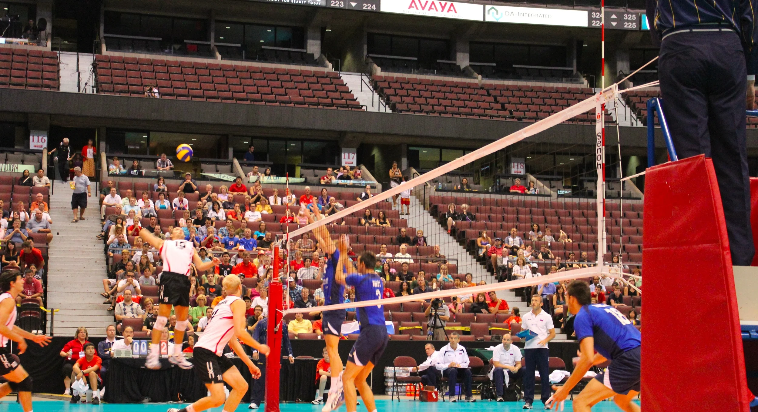 Our Canadian Men's National Team playing in the first World League Qualifier back in 2011. Mostly empty seats in the stands.