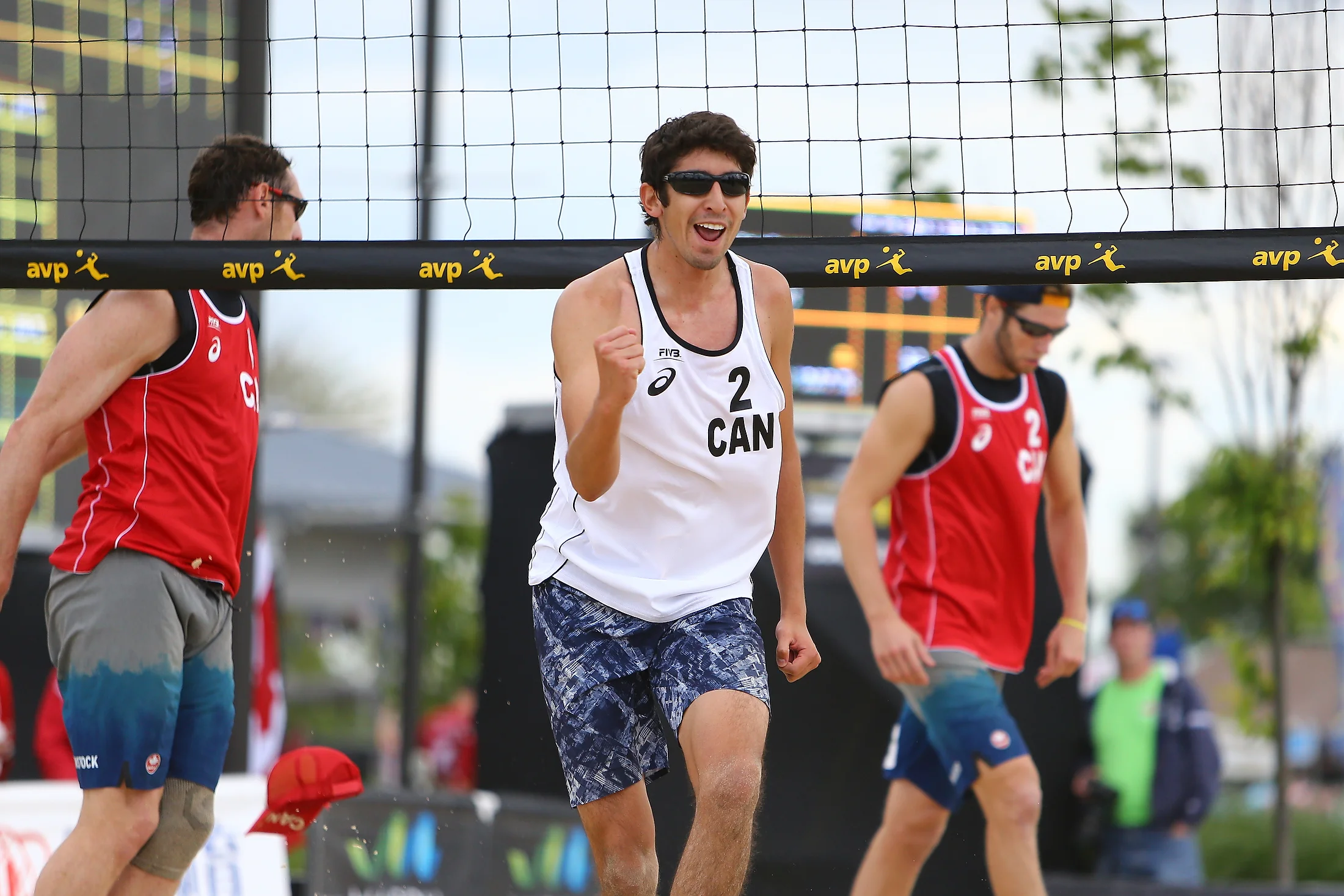 Score one for the good guys! Or maybe not... Felipe Humaña-Paredes celebrates a point against Binstock/Schachter. Photo: FIVB