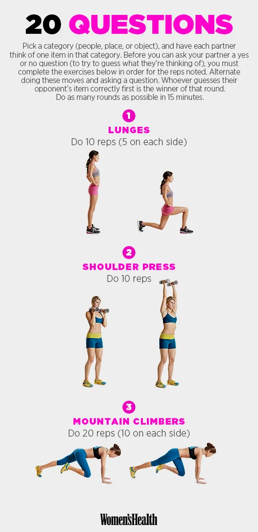 If you're short on dumbbells for the shoulder press, use a bodyweight exercise like squat thrusts.
