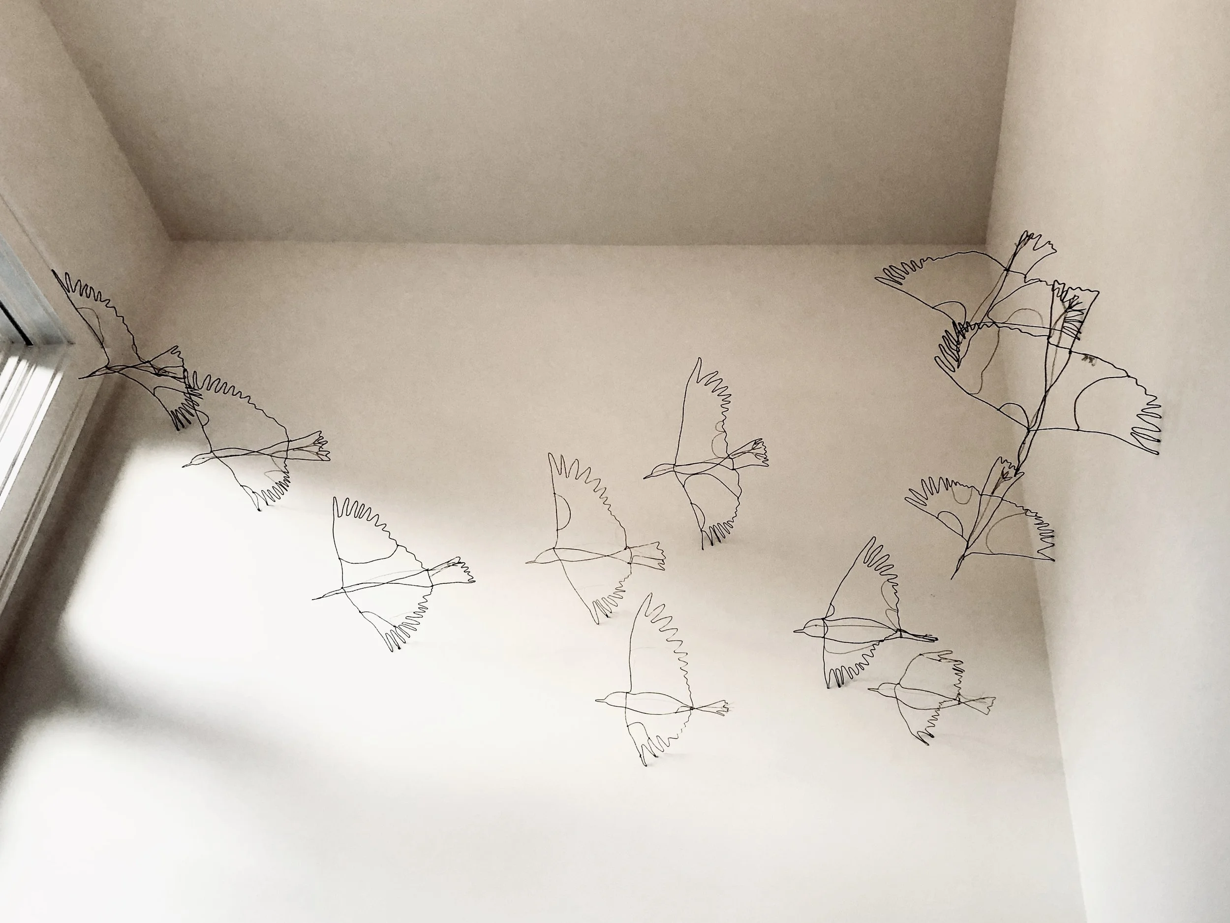 Flock of wire birds $140.00 each. aprox. 12" x 15"