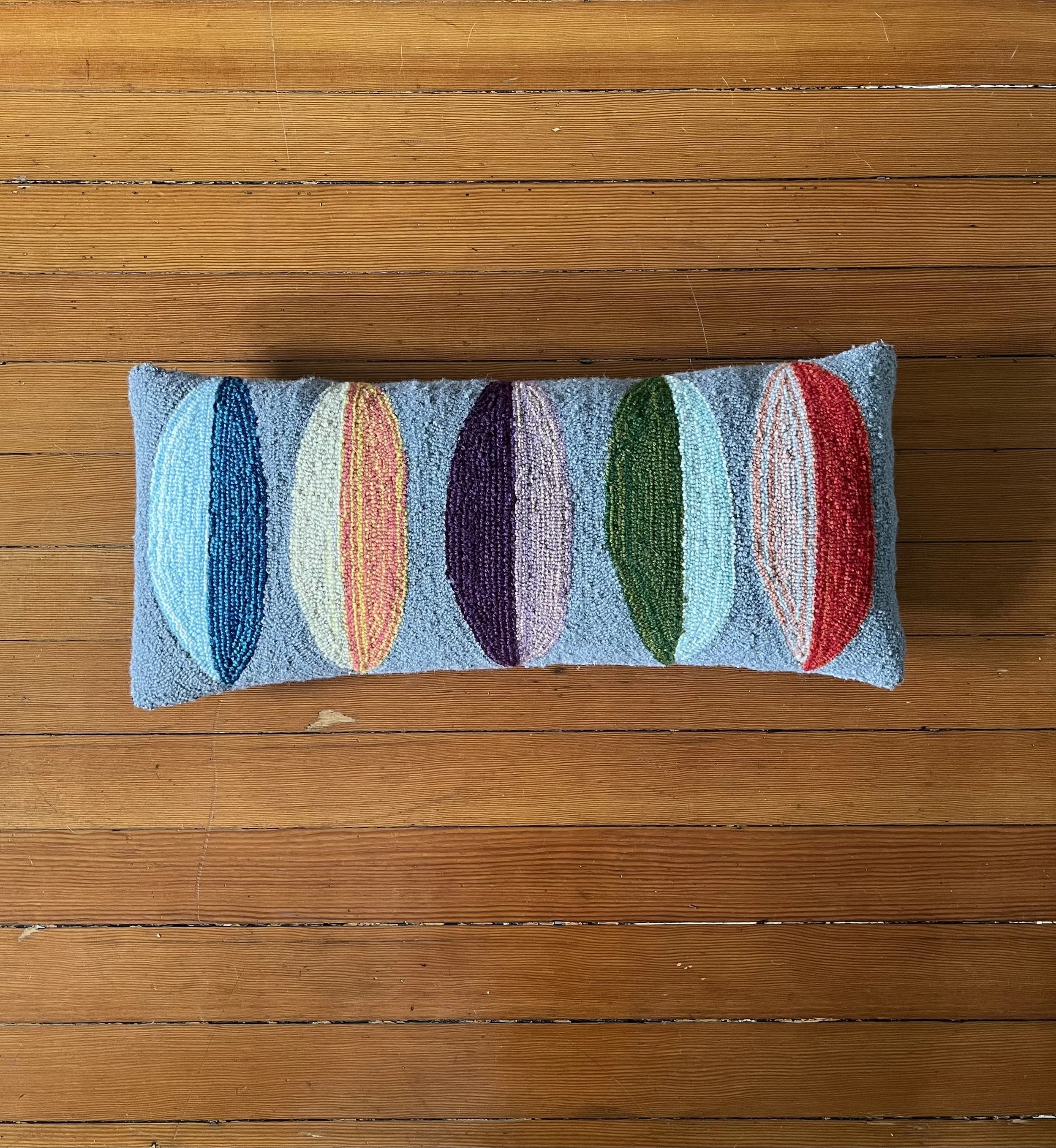 Tufted Wool Long Pillow: Color Leaves