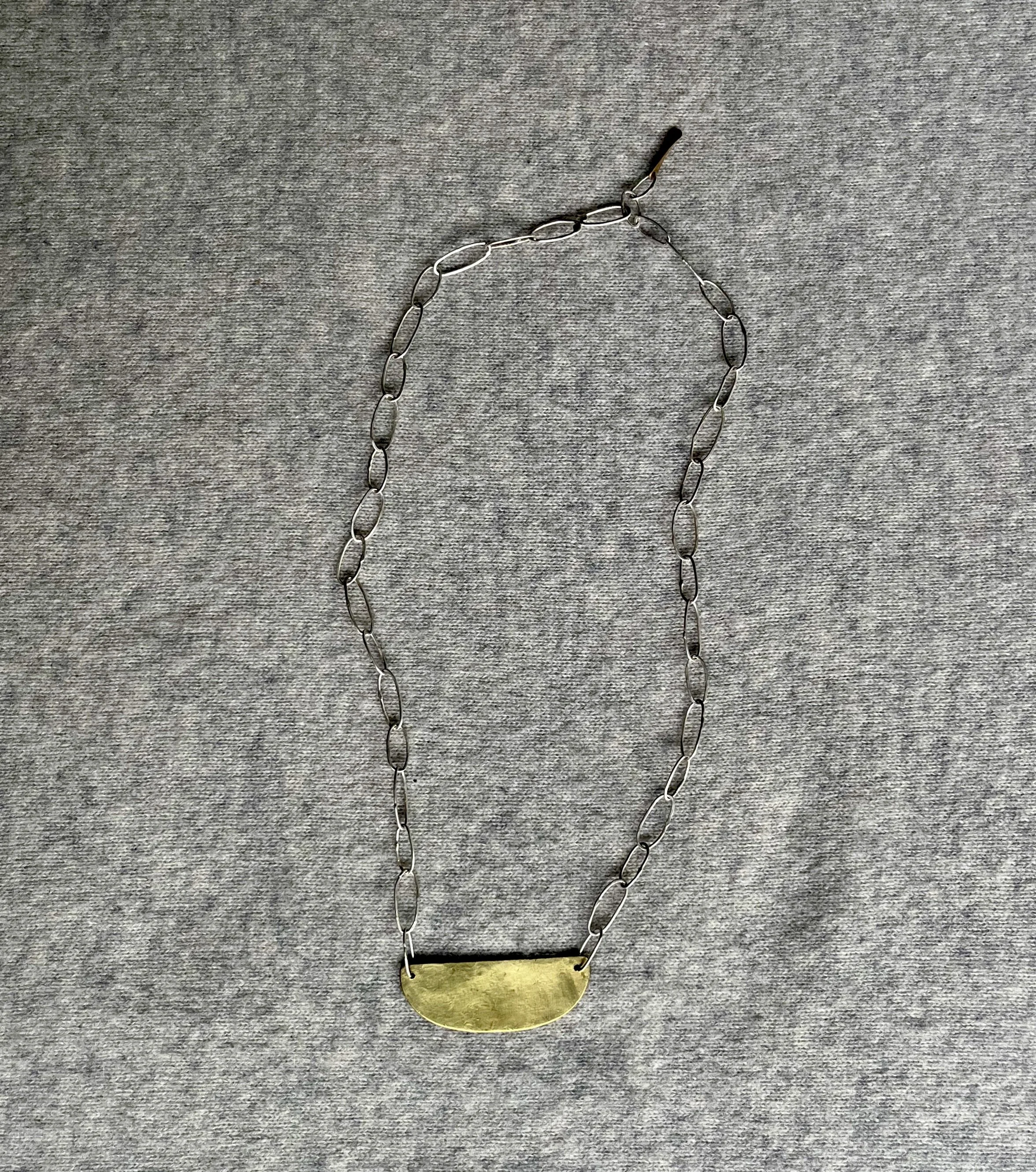 Handmade Silver Chain with Brass Boat  SM038
