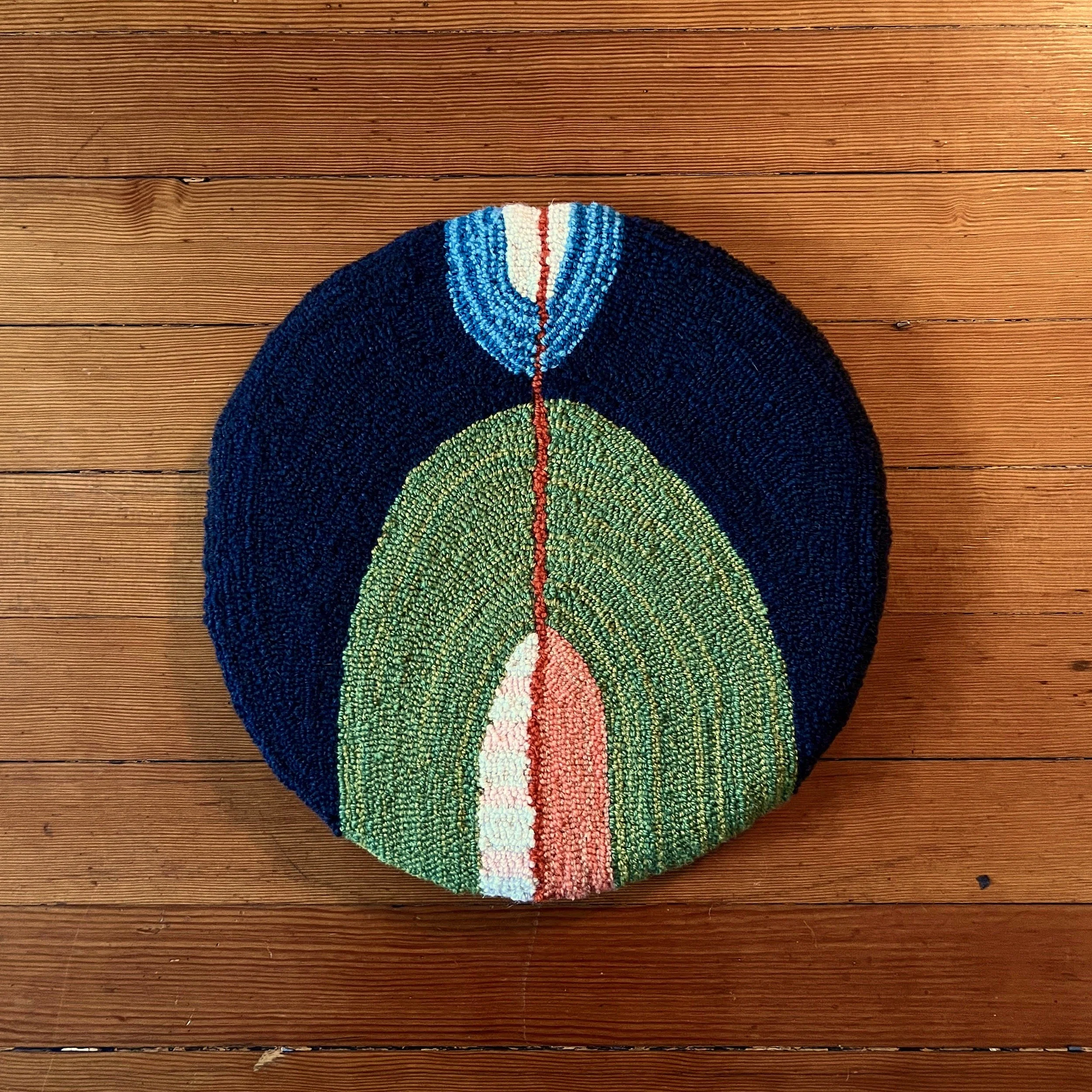 Cushion: Green Hill with Orange Line