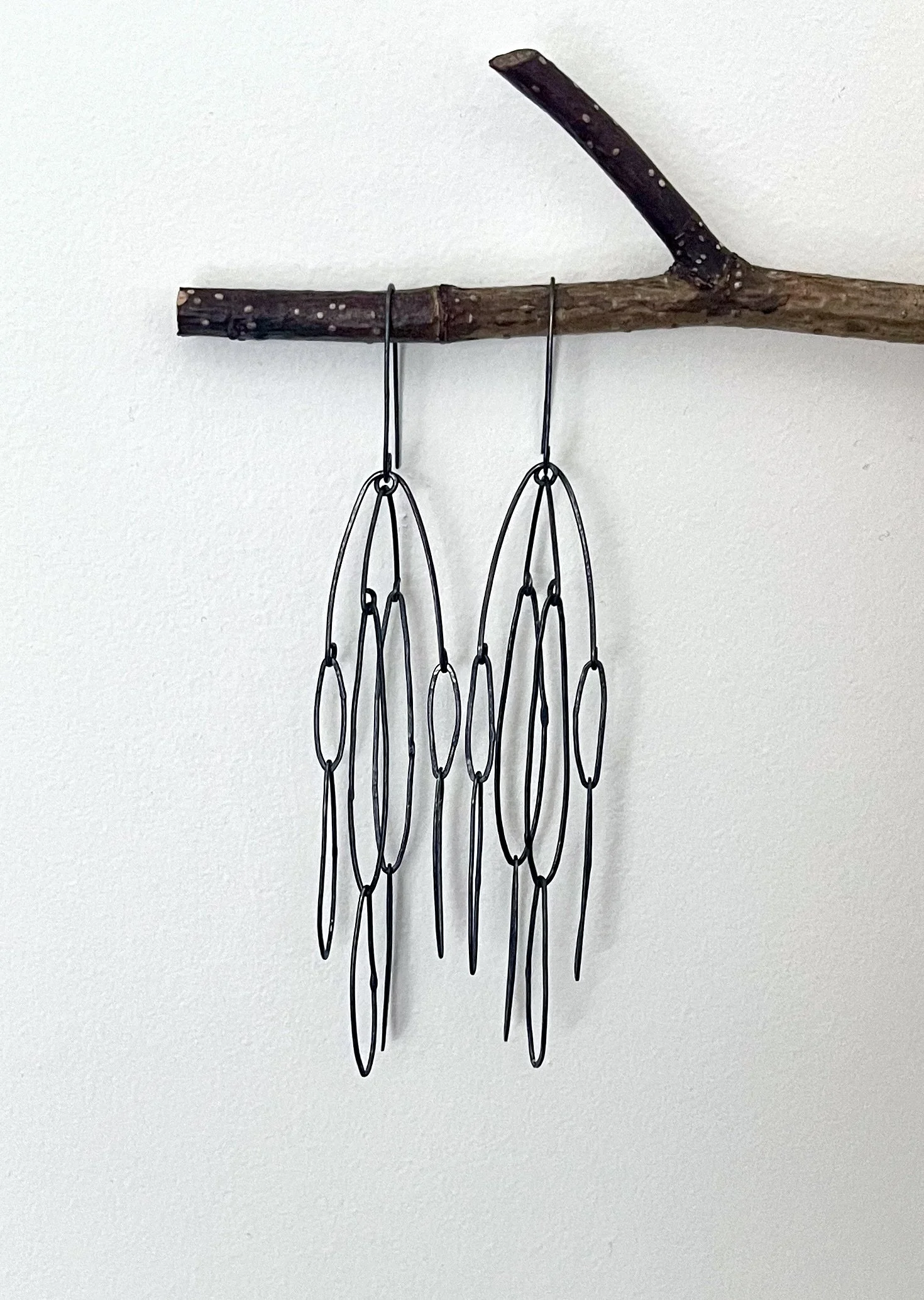 Blackened Silver Double Long Leaf Chandelier SM059