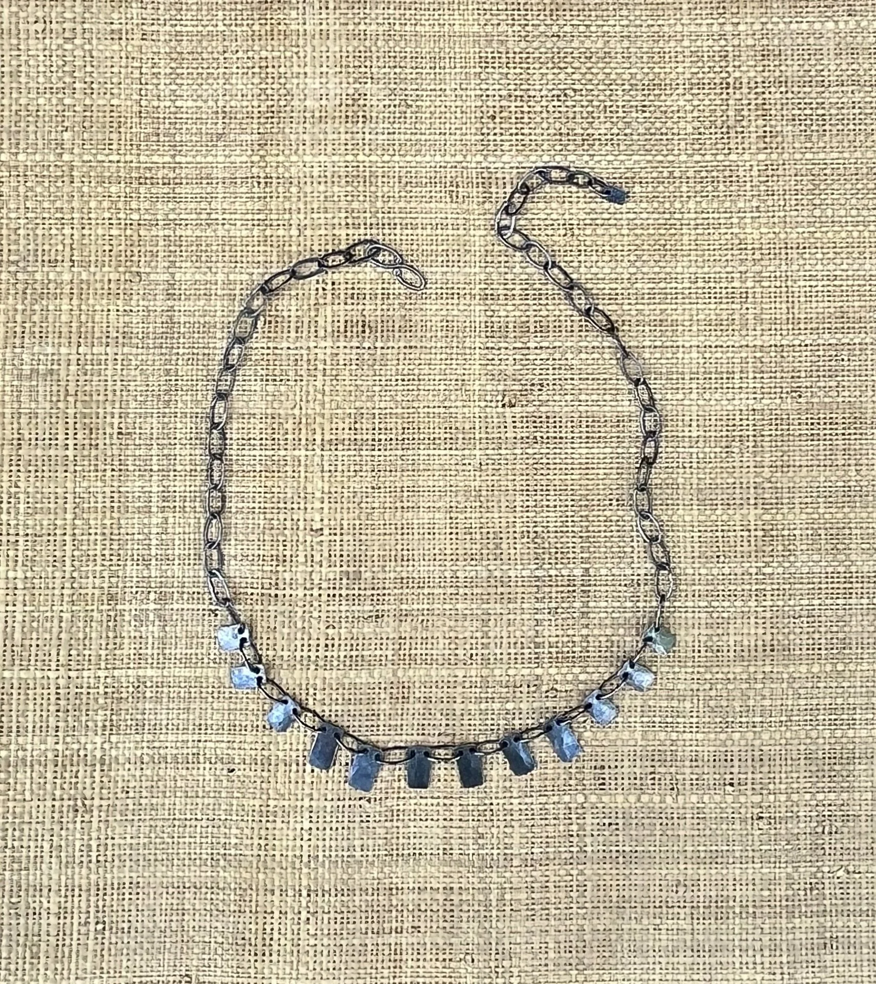 Blackened Sterling Silver Box Tooth Necklace SM044