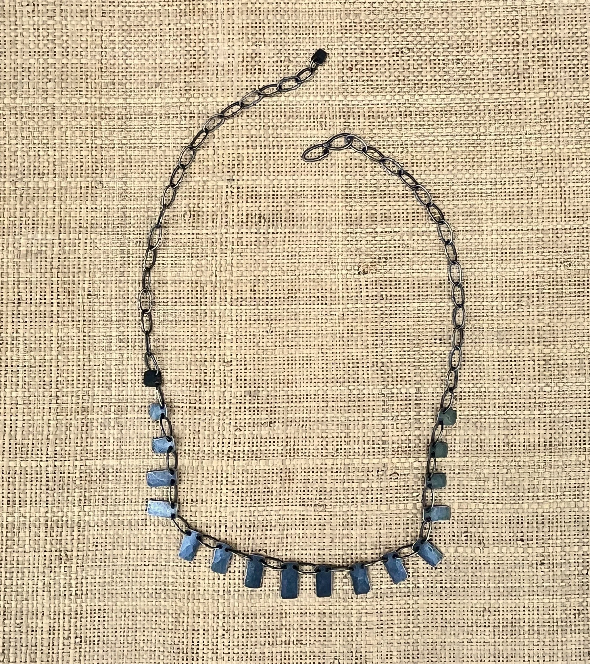 Blackened Sterling Silver Box Tooth Necklace SM041
