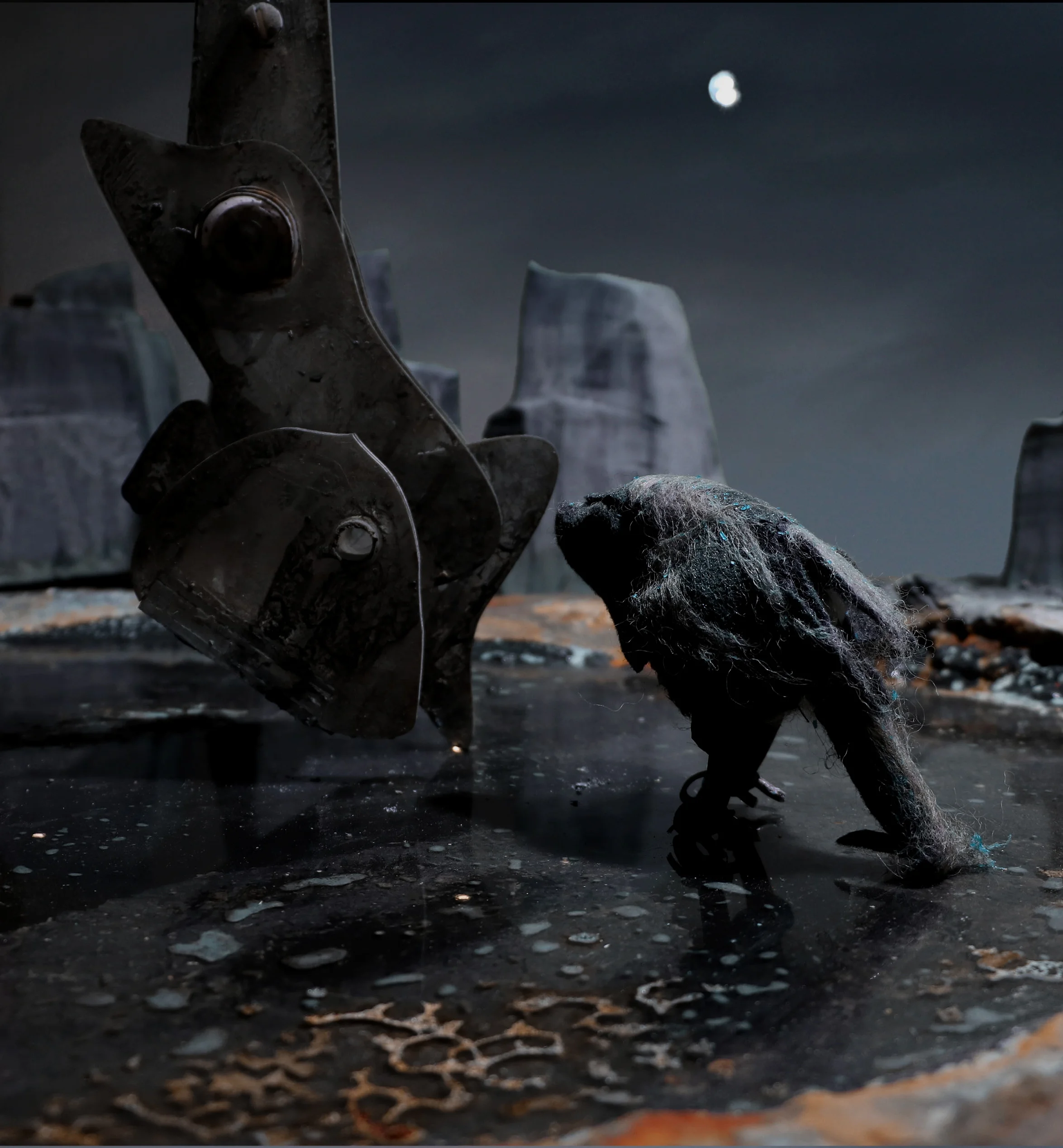 GALLEON, Drib encounter, still from stop-motion (2018)