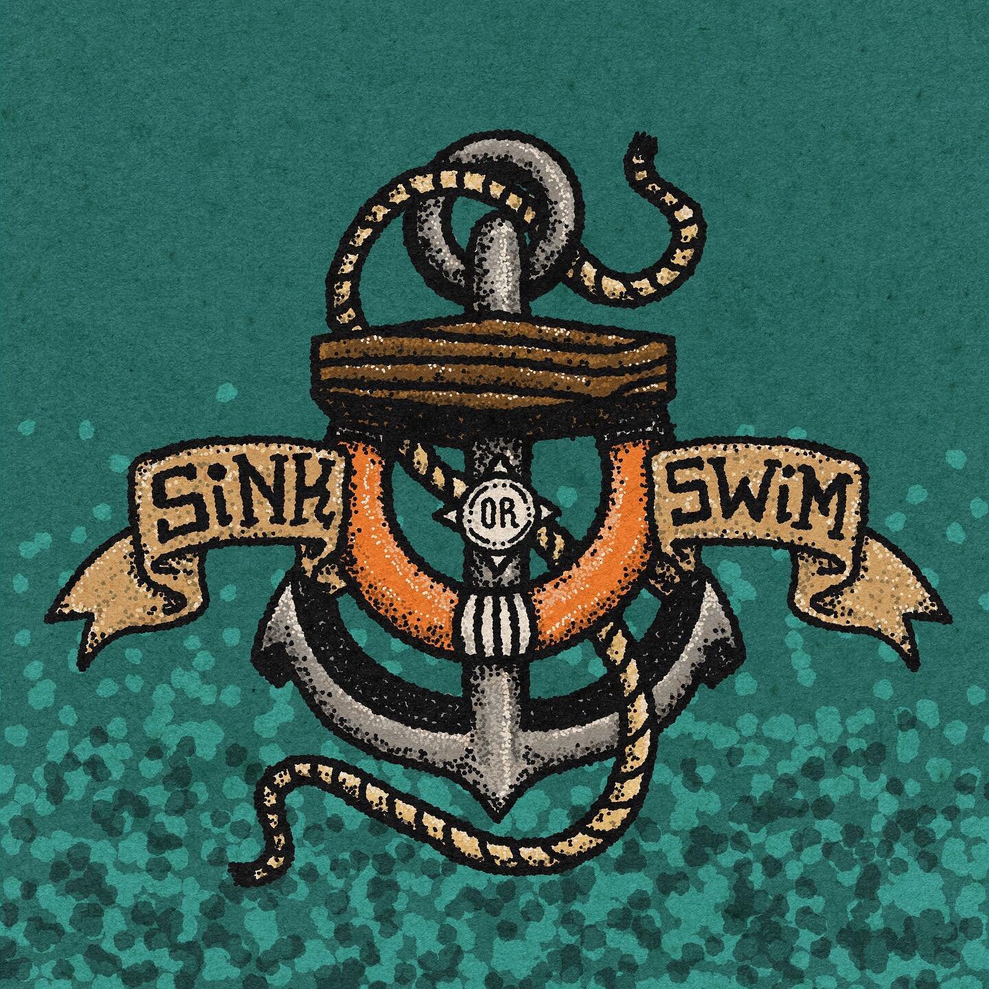 Swimming has been working well so far. I am gonna stick with it. Hope y&rsquo;all are staying afloat too. 

#boise #idaho #halfbasquejob #sinkorswim #anchor #rope #illustration #lifepreserver #digitalart #procreate #stipple #boiseartist #graphicdesig