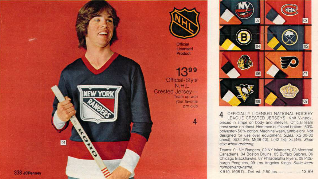 1980 Rangers Jersey from the JCPenny's Xmas Catalog. Source: Imgur
