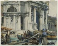 john singer sargent, watercolor on paper, 'santa maria della salute,' (1904) 