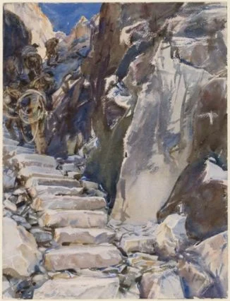 john singer sargent, watercolor on paper, 'carrara lizzatori,' (1911)