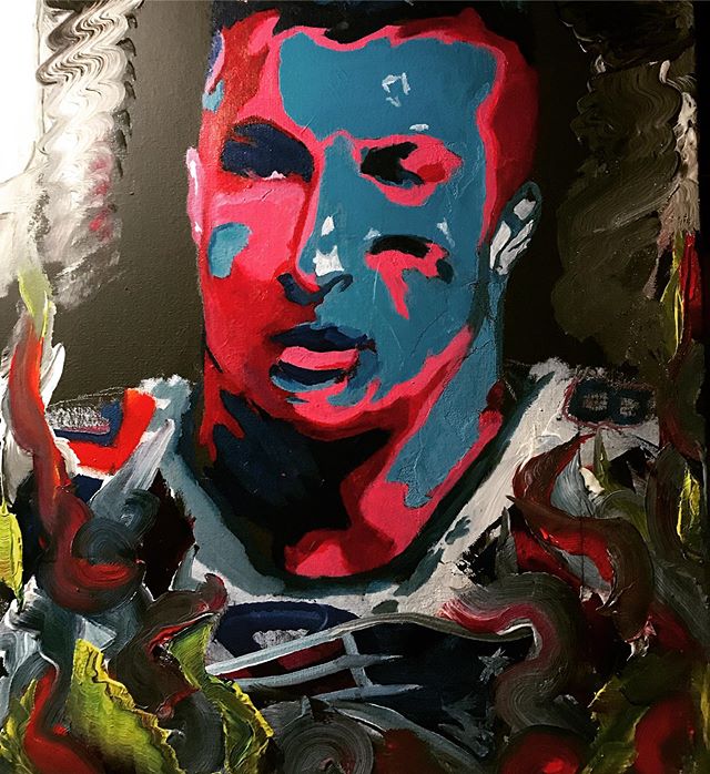 I keep feeling this looks more like @timtebow than @gronk ...might have to switch up styles haha... either way this is my tribute to the great Gronk and all the joys he gave me as a fan especially when I met him on a flight some years back...kind man and great player!!! •
•
#gronk #patriots #nepatriots #newenglandpatriots #nfl #footballplayer #paintingportrait #portrait #acrylicpainting #mixedmedia #art #artist #paintersofinstagram #artiste