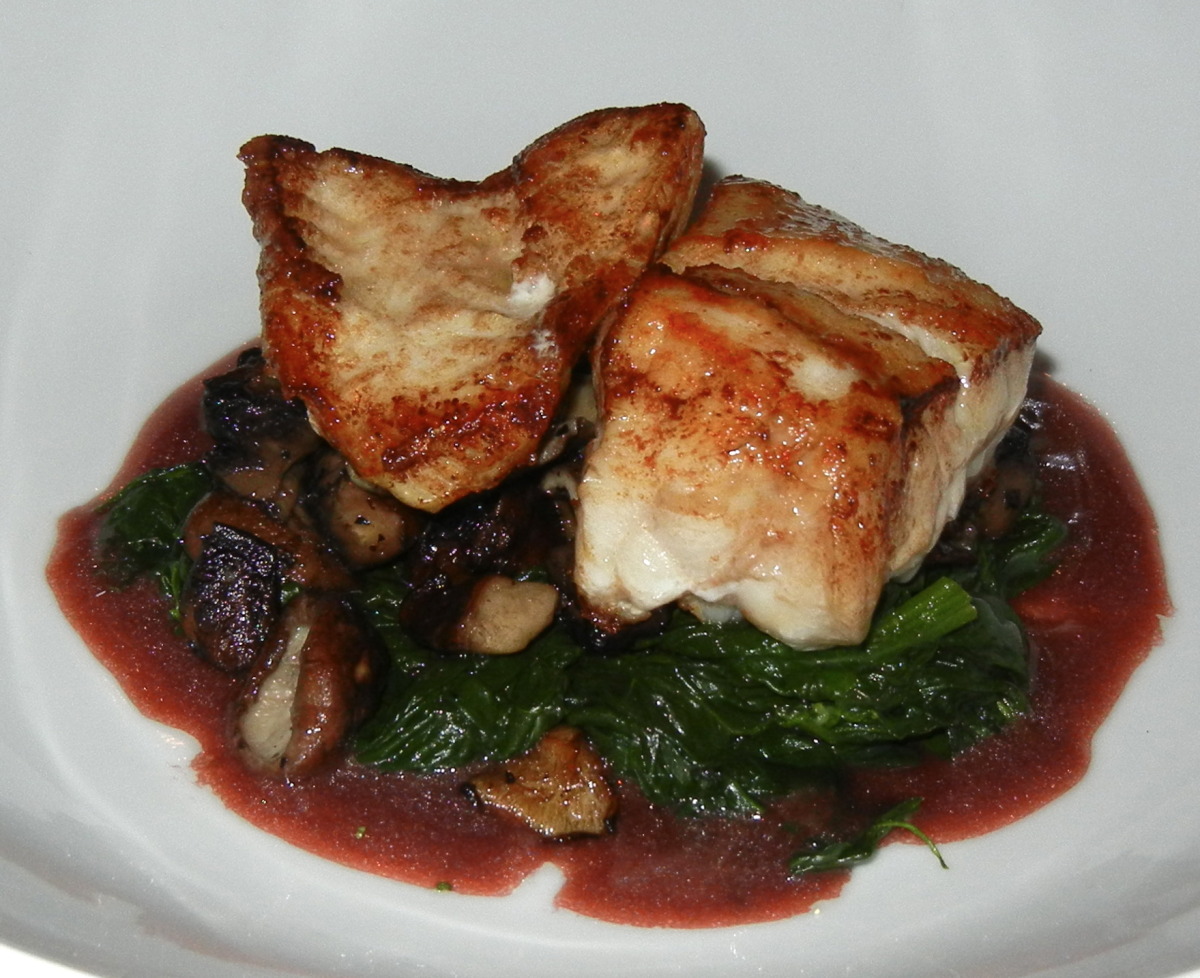 Monkfish, Spinach, Wild Mushroom, Red Wine ($25)