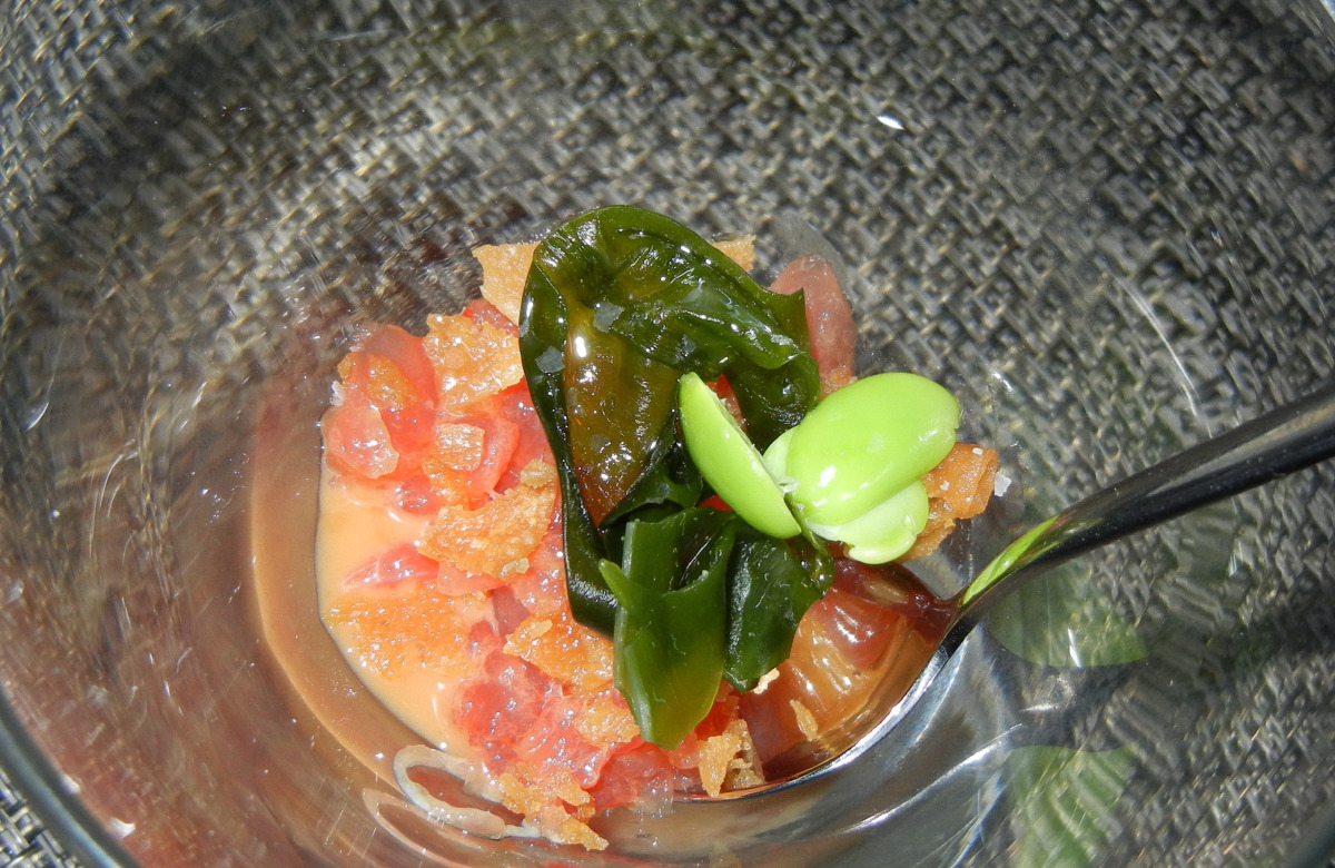 Tuna Sashimi and Tartare with Soybeans and Seaweed (tasting menu)