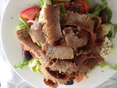 Gyro over Greek salad