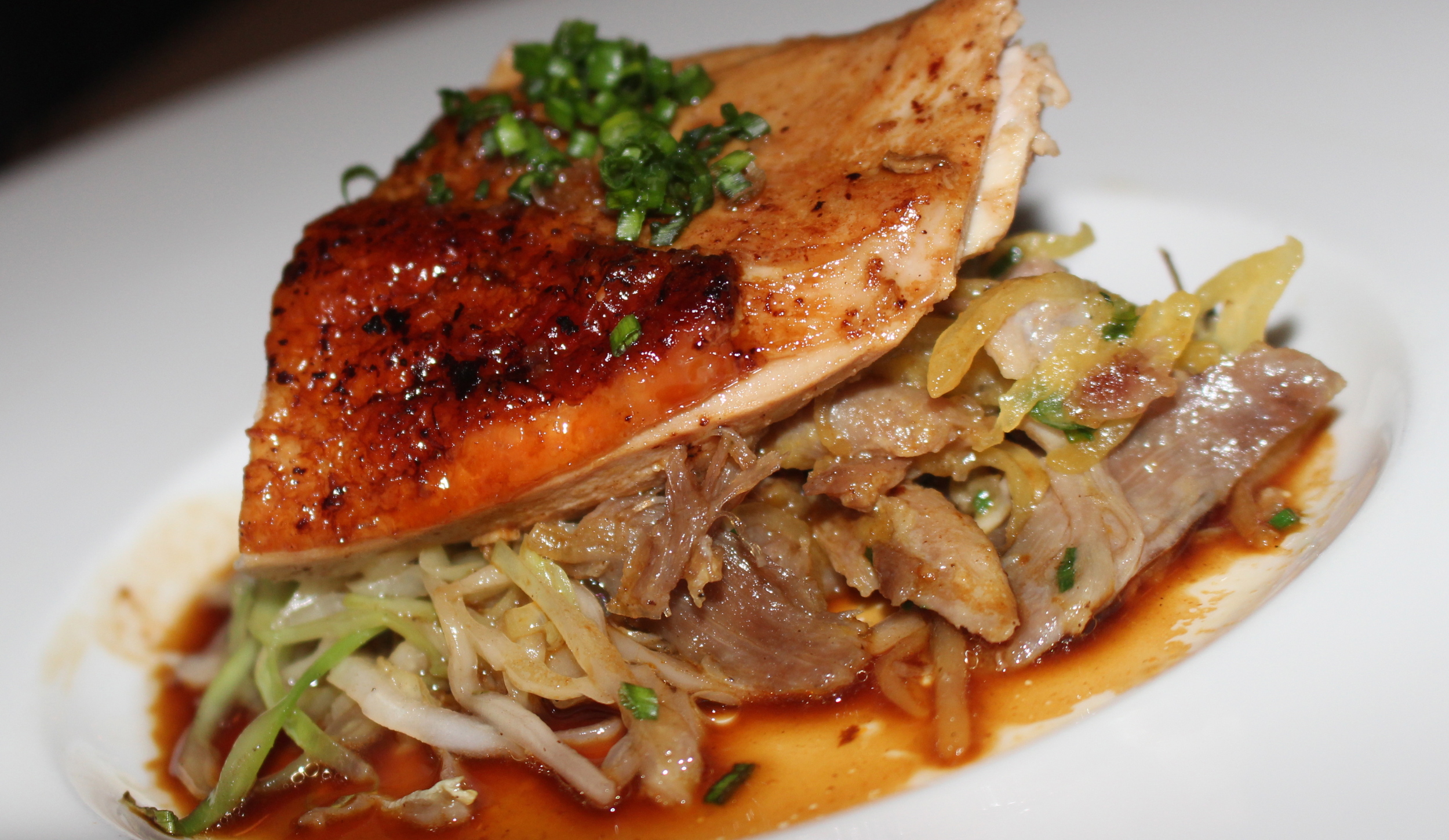 Carved pheasant, spaghetti squash, truffle