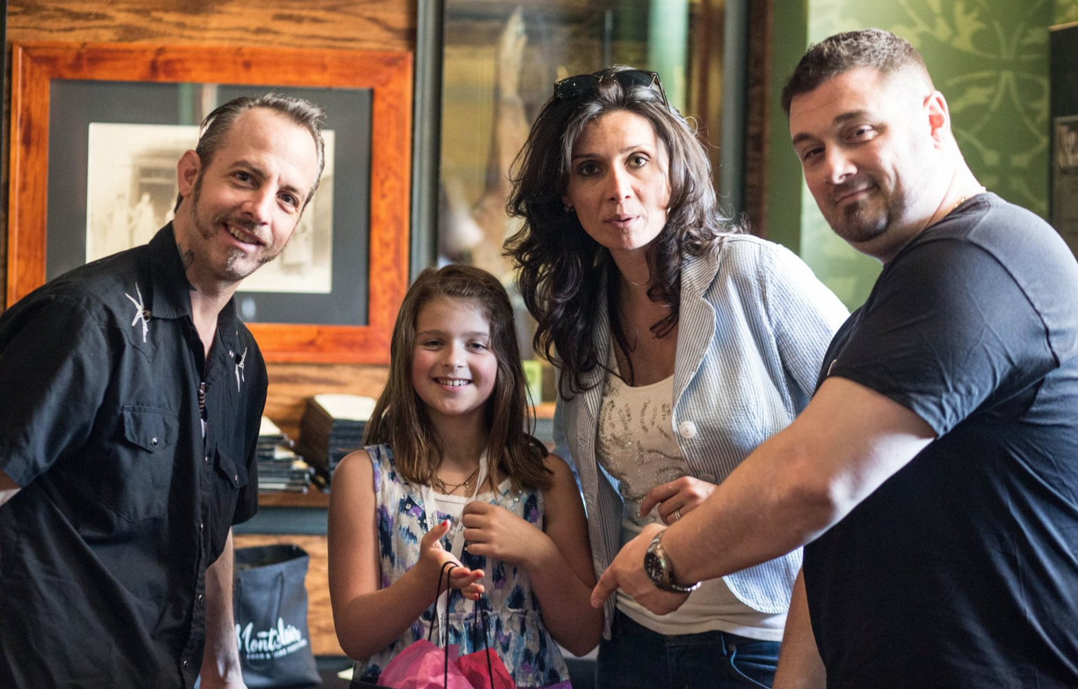 Left to right: Chef Francesco Palmieri, the orange squirrel, Me, Mommy, and Chef Michael carrio, pig & prince photo credit: christina Nuzzo | lifeMosaic photography