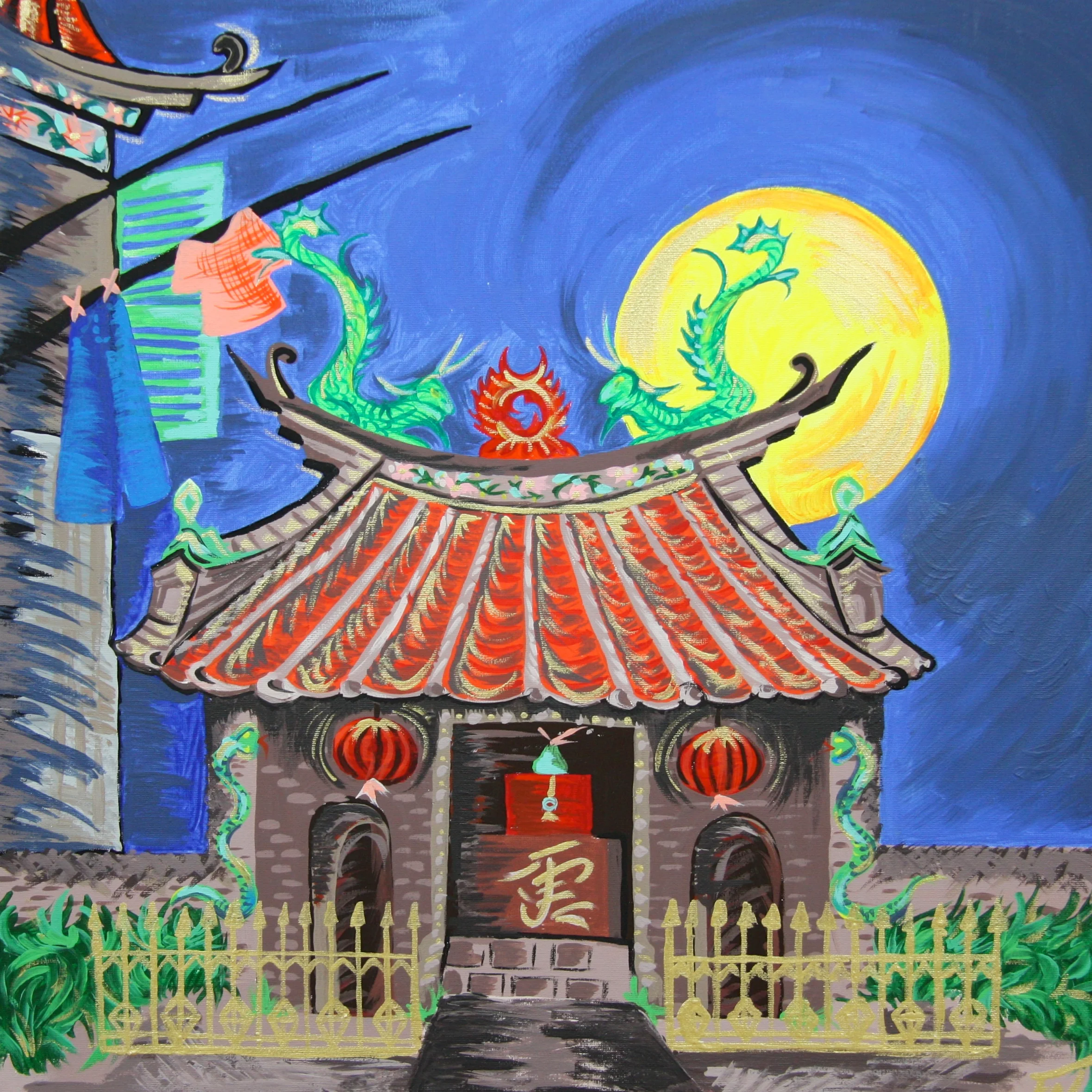 Chinese Temple Painting Size 50x50cm Contact Feike for pricing info