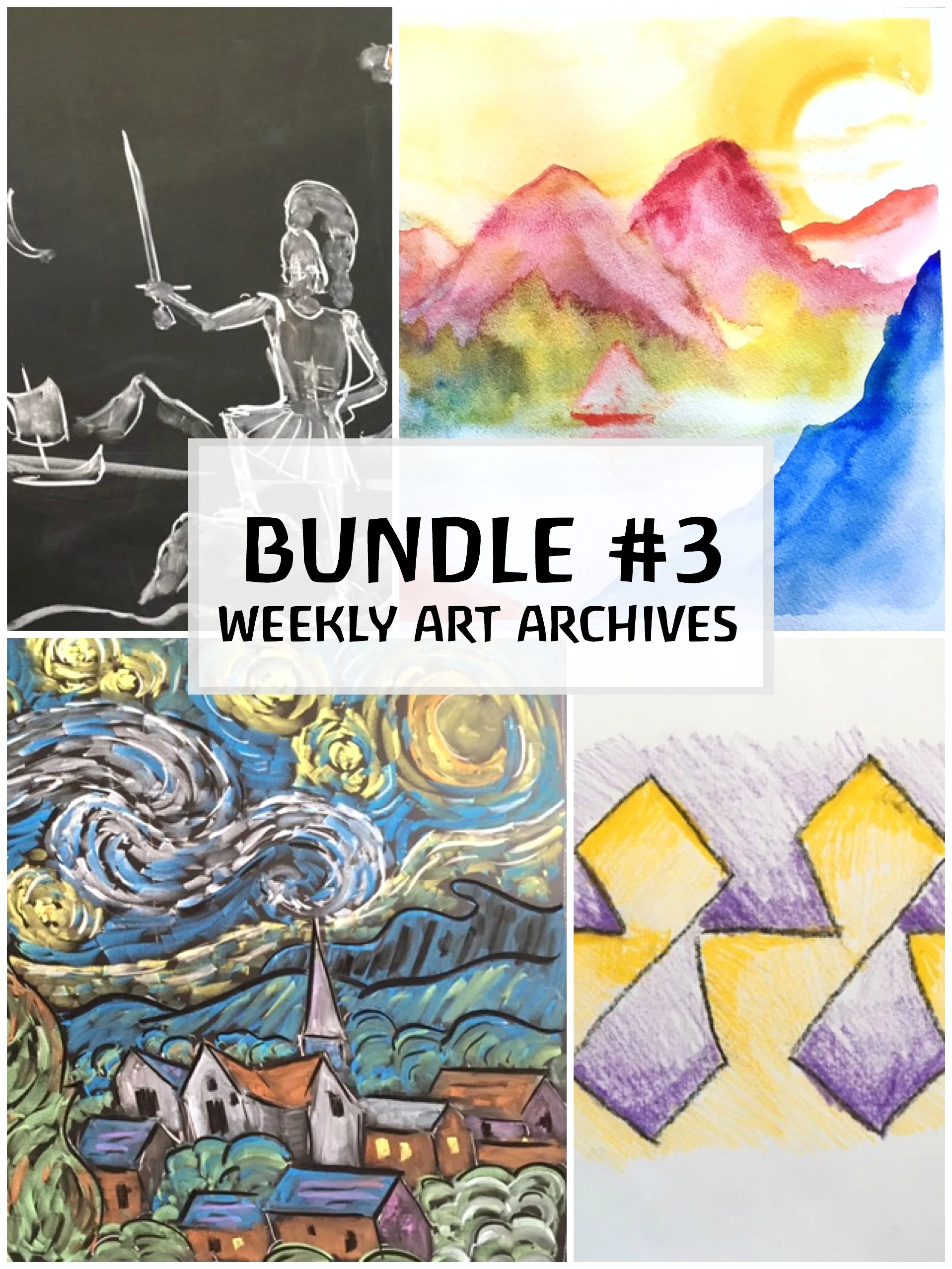 $28 Lesson One - Watercolor landscape. Lesson Two- Figure drawing. Lesson Three- Van Gogh inspired chalk-drawing. Lesson Four- Form-drawing exercises.