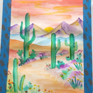 August- Week One - Watercolor desert (dry paints &amp; paper)