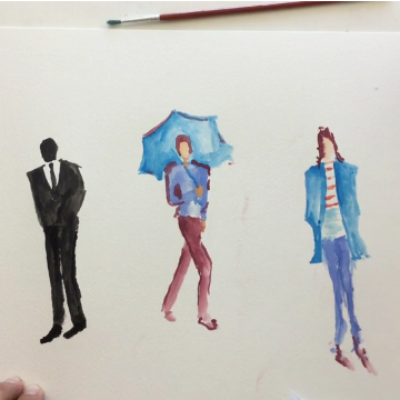Nov - Week Two - dry/hard watercolor paints + paper, chalk or crayon (figure drawing)