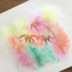 January - Week One - Watercolor pencils + crayons, dry watercolor paints, paper