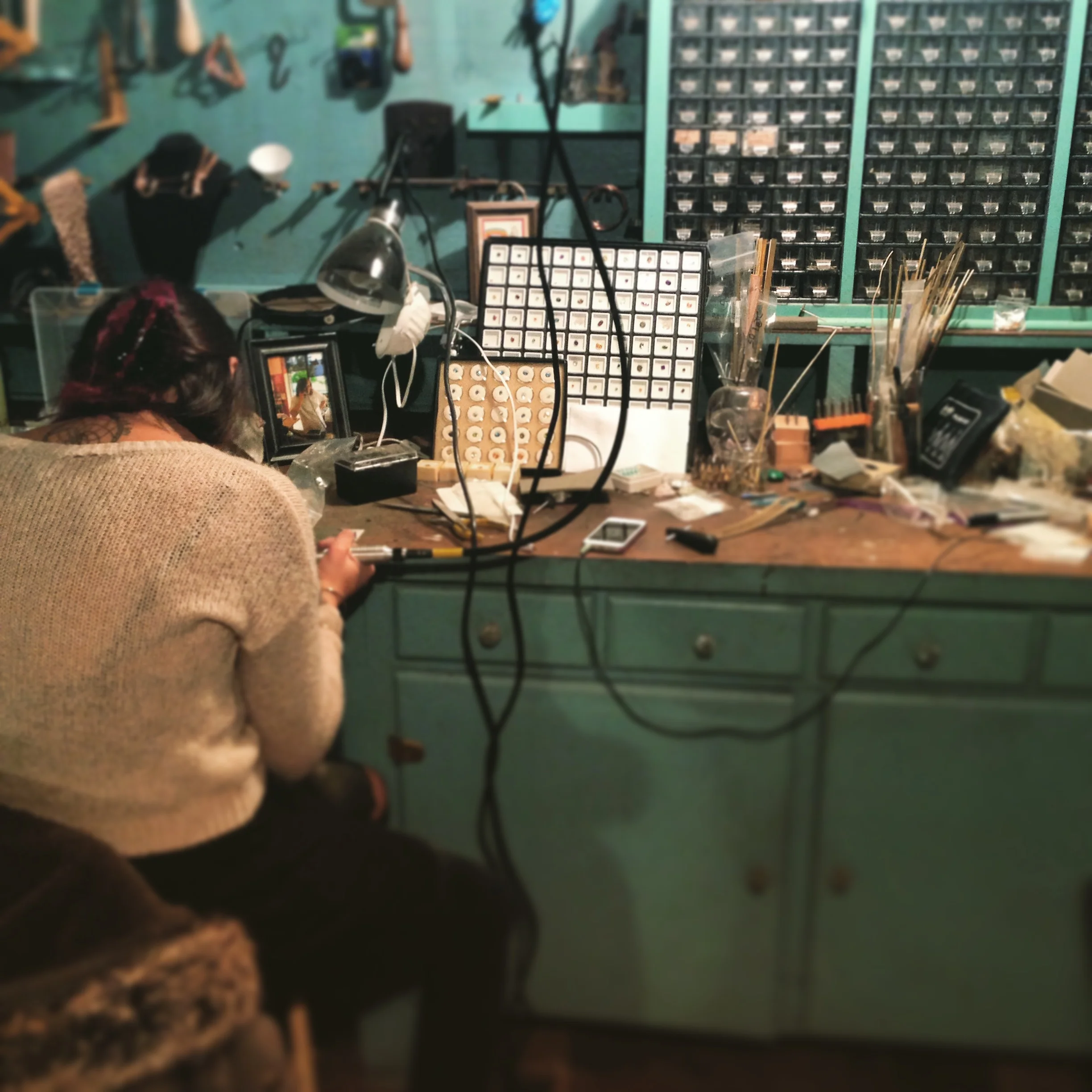 Learning about jewelry with studio visits at Michelle.