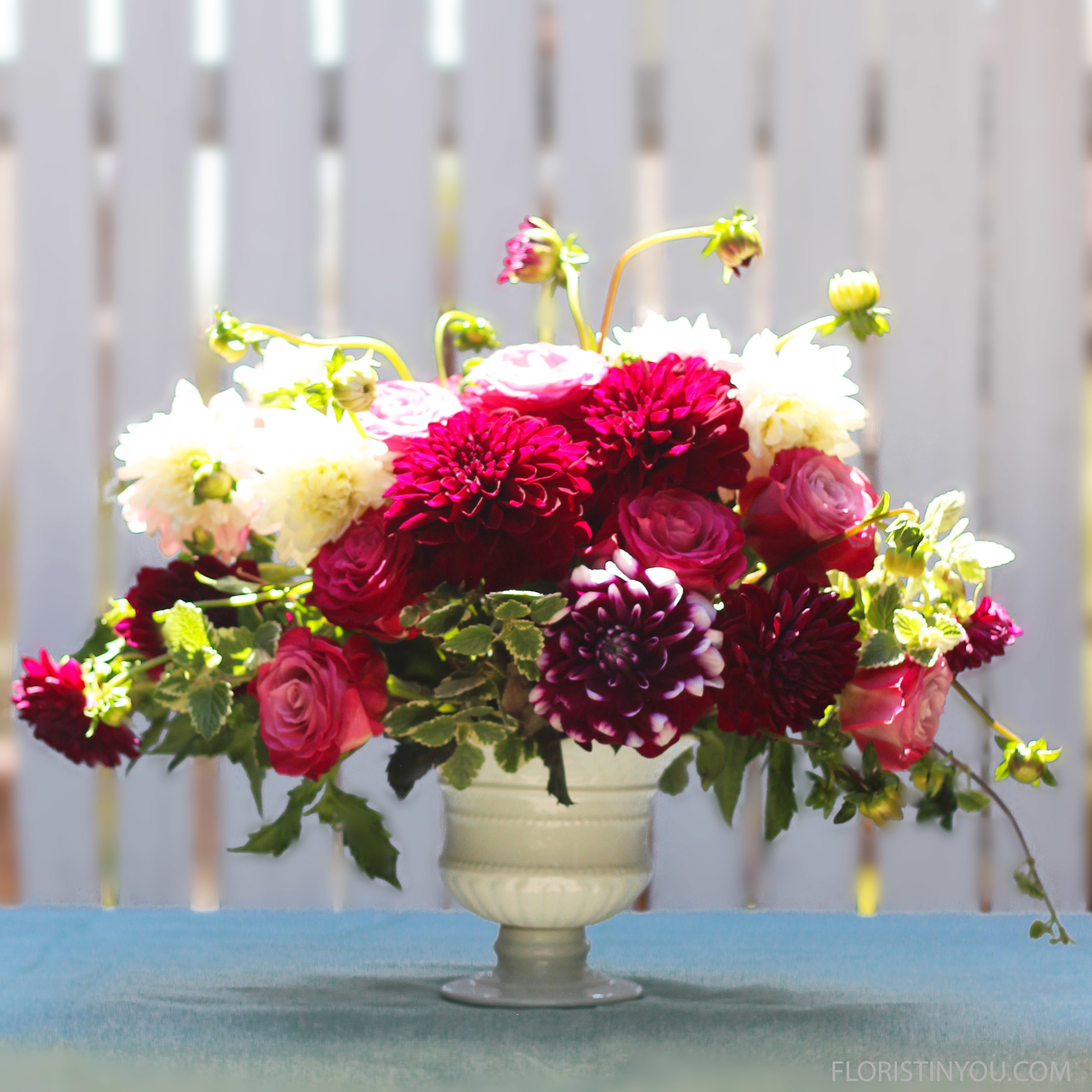 Dahlias and Roses Flower Arrangement