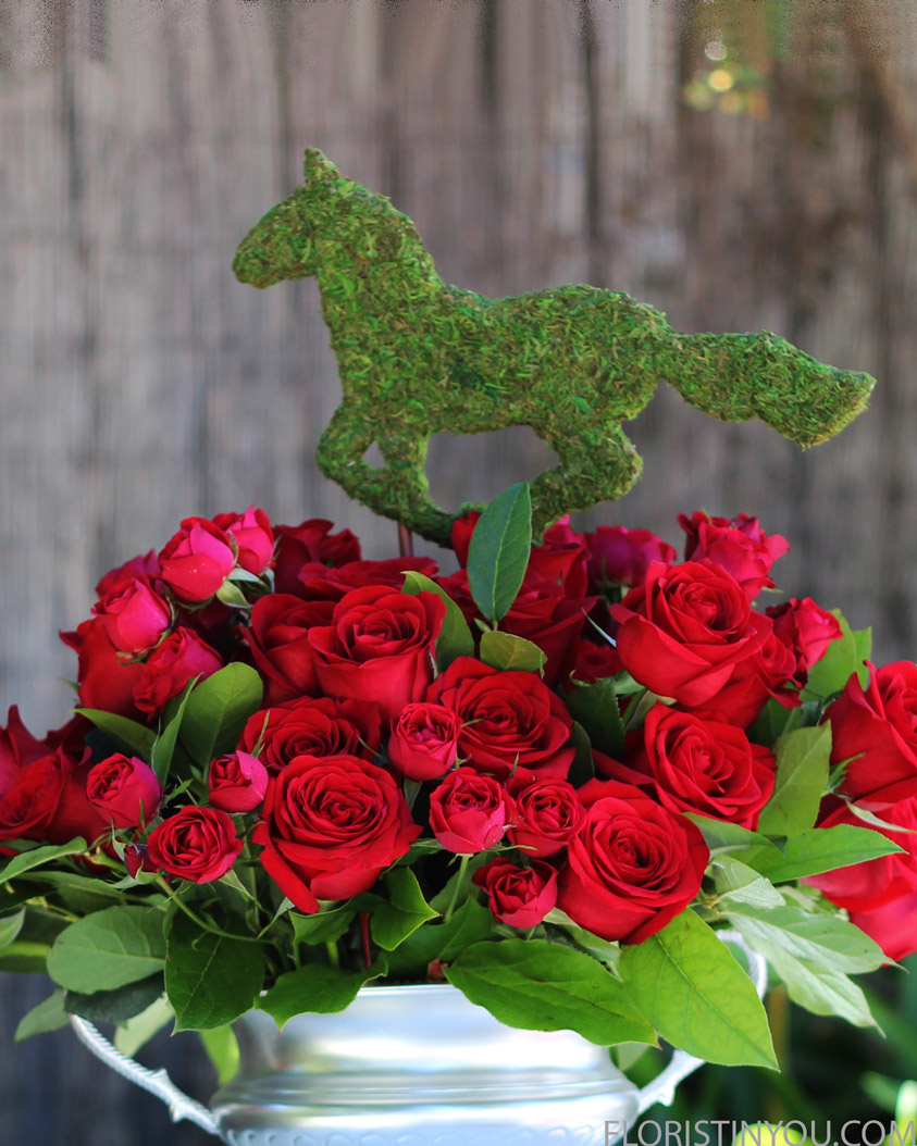 Rose Topiary in Red Rose Centerpiece