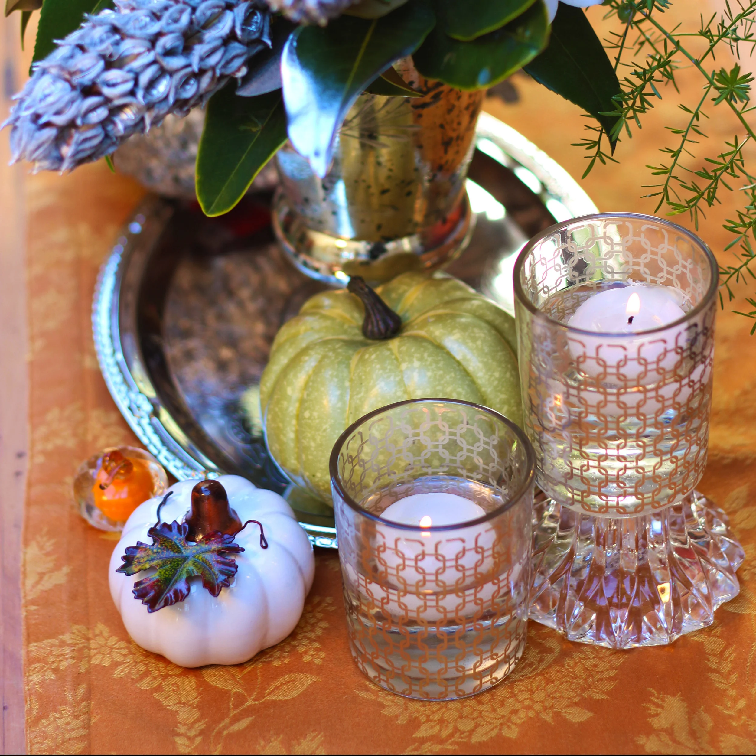 The floating candles add sparkle and atmosphere.