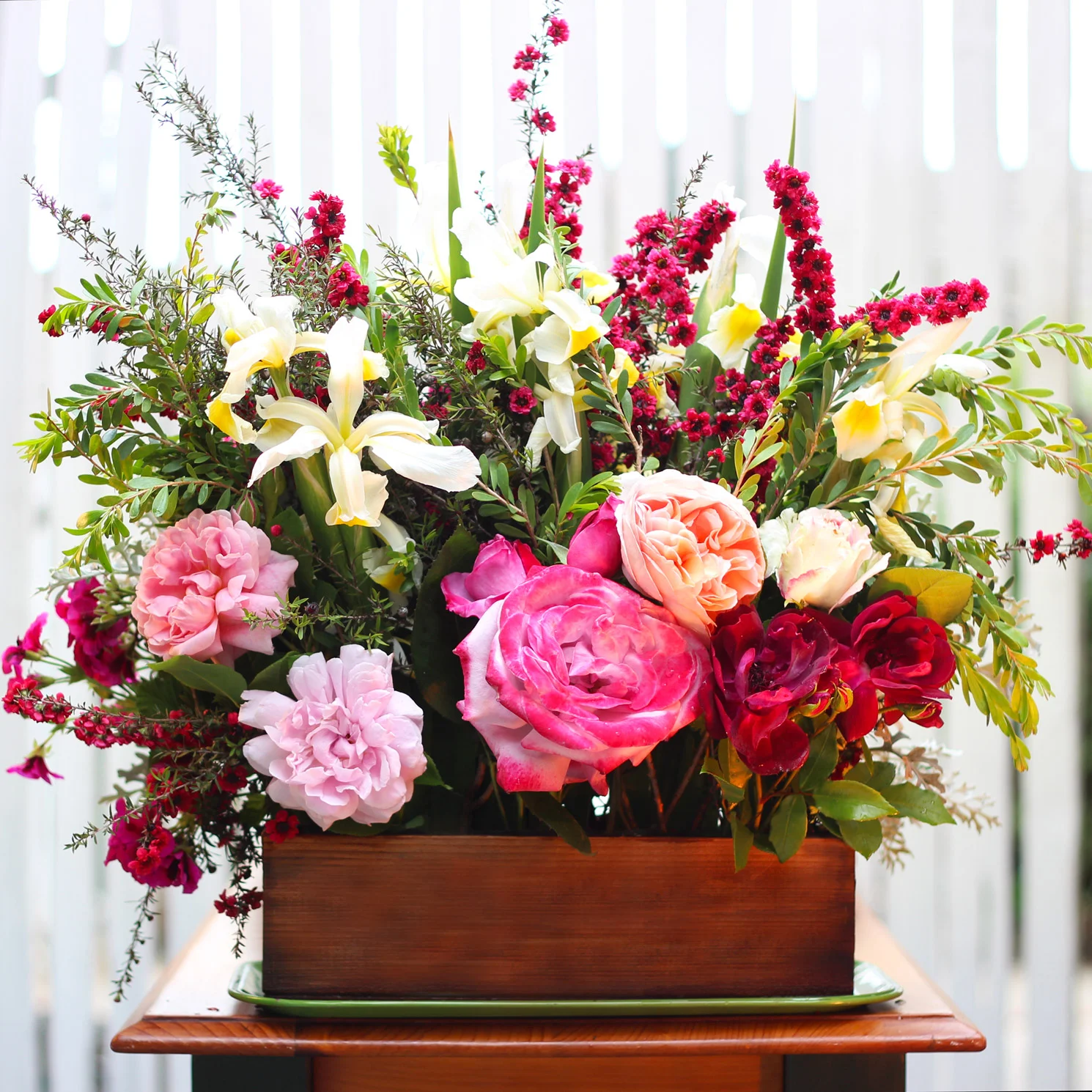 Do same in BACK.  Group flowers by color.