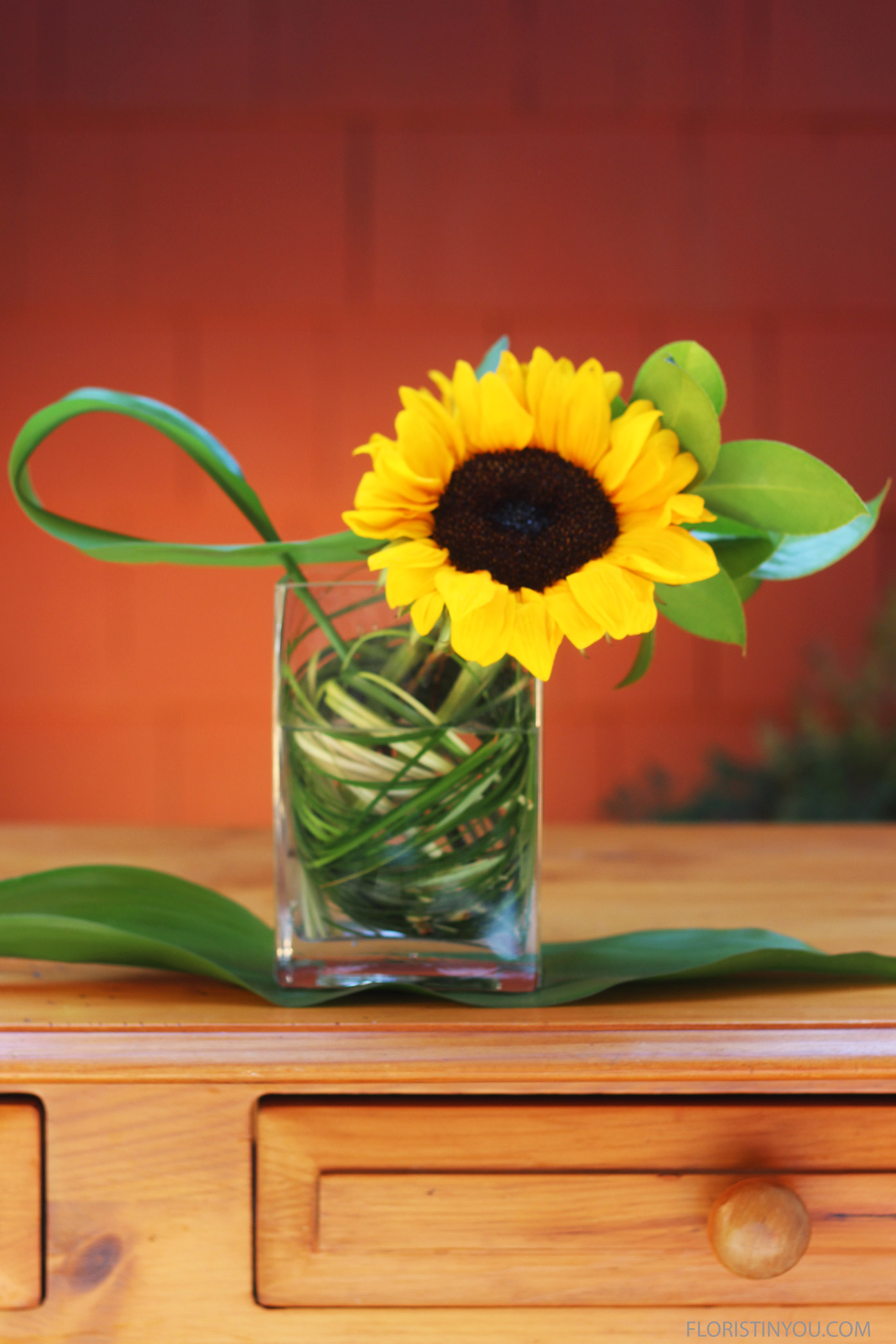 Sunflowers in a Rectangular Vase