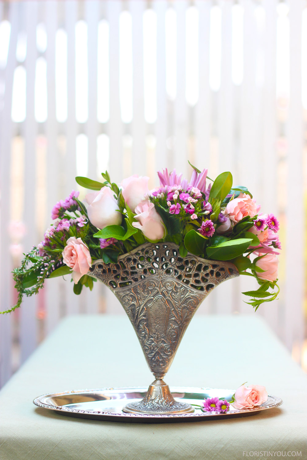 Vintage Fan Vase with a Petite Bouquet — floristinyou