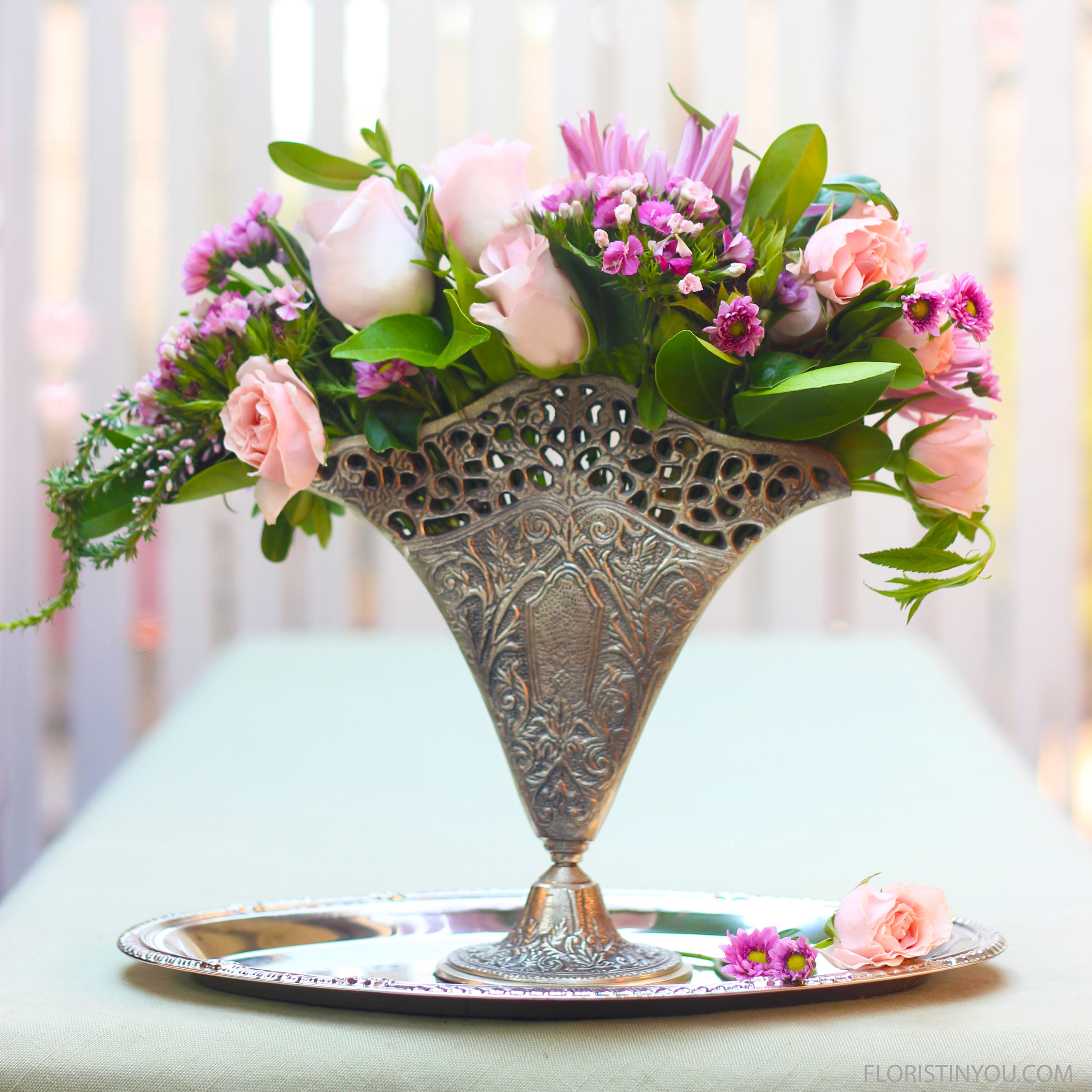 Vintage Fan Vase with a Petite Bouquet