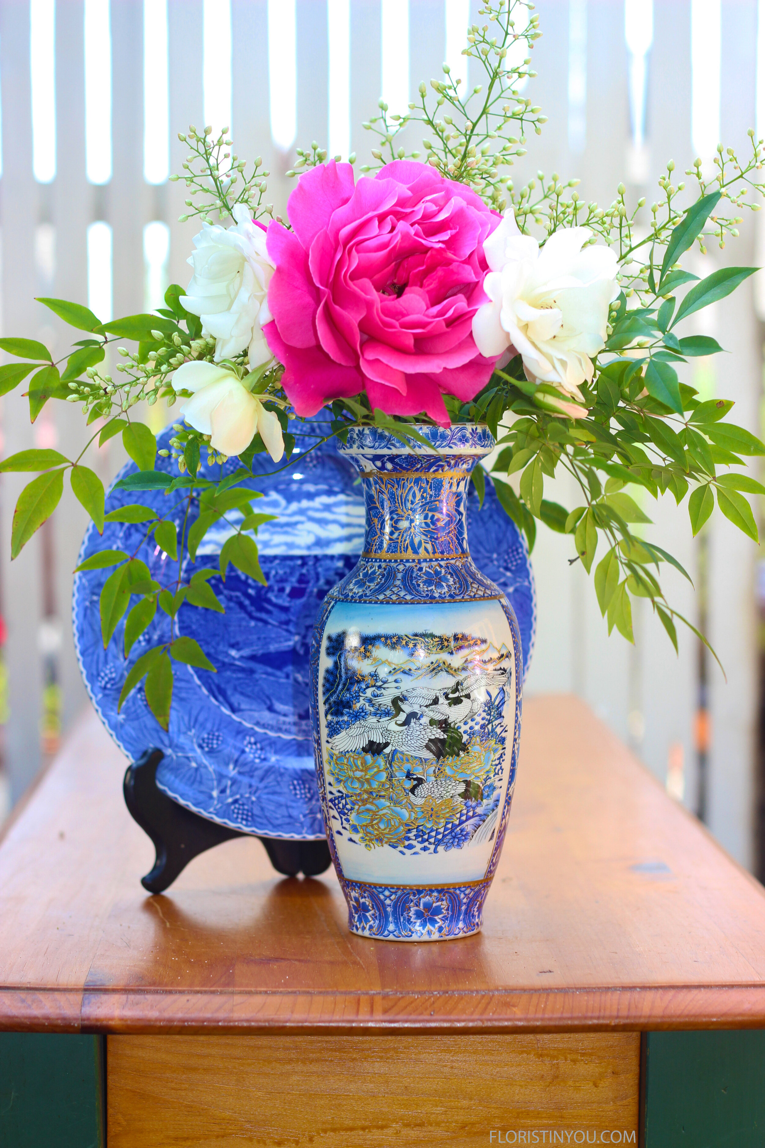 Fuchsia & White Roses — floristinyou